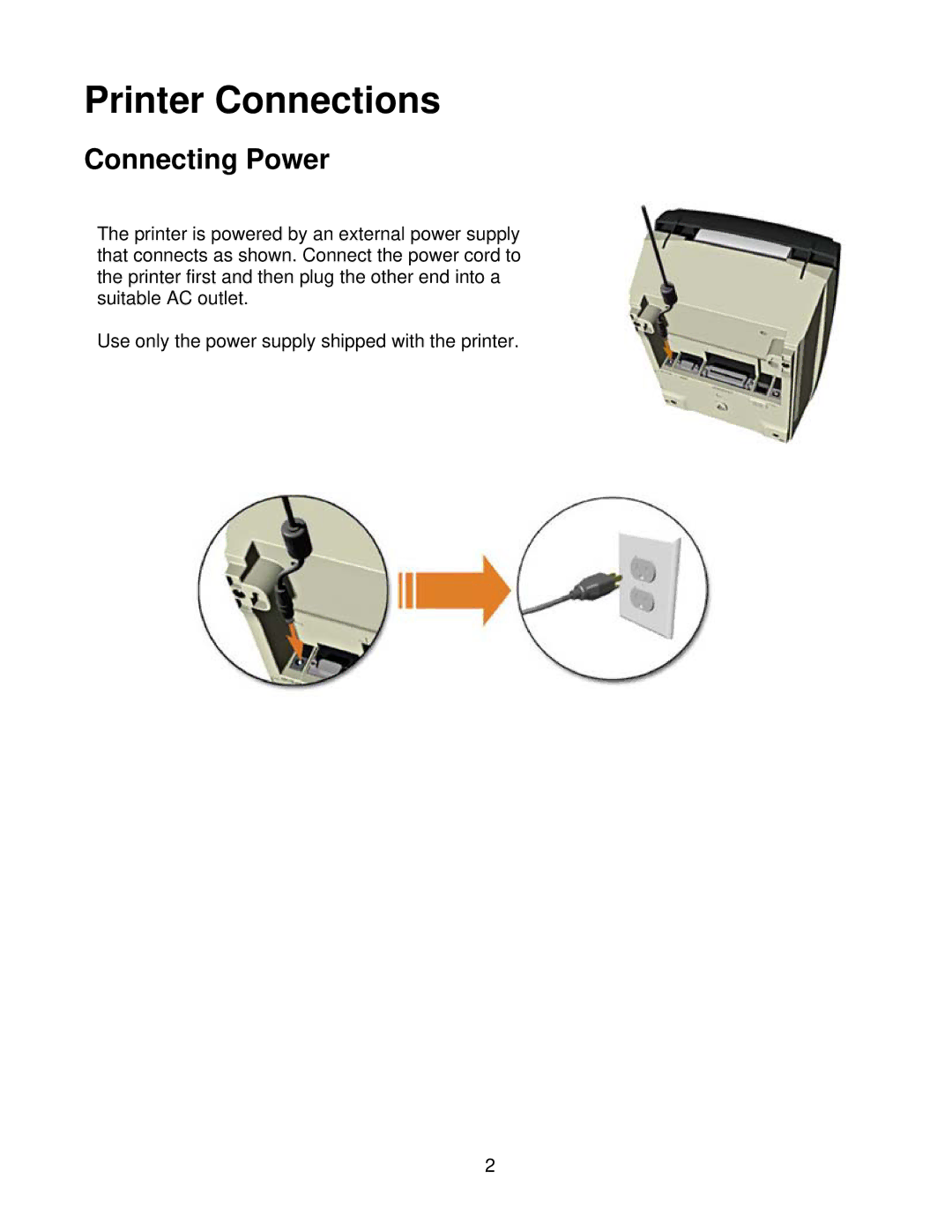 Datamax Ex2 manual Printer Connections, Connecting Power 