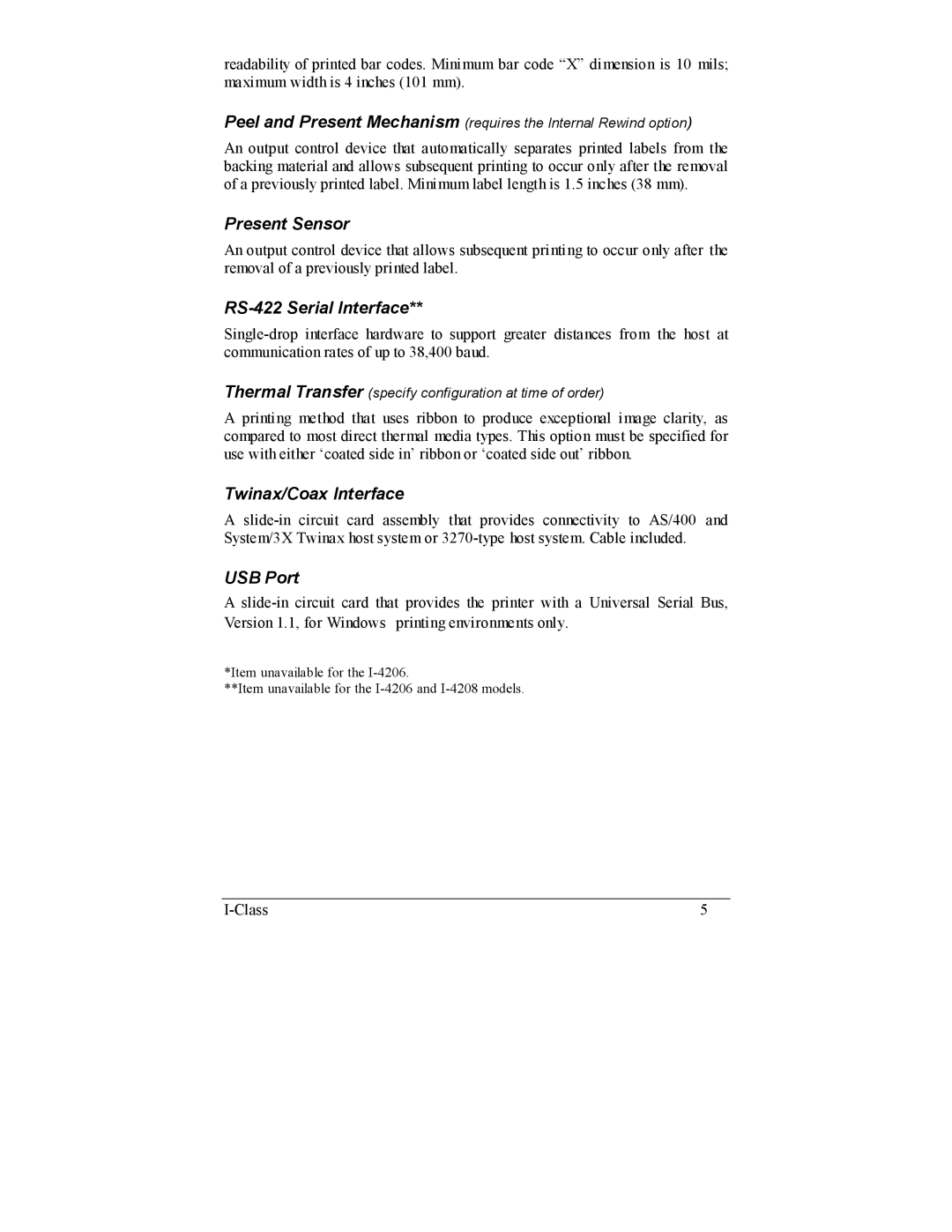 Datamax I-4208, I-4206 manual Present Sensor 