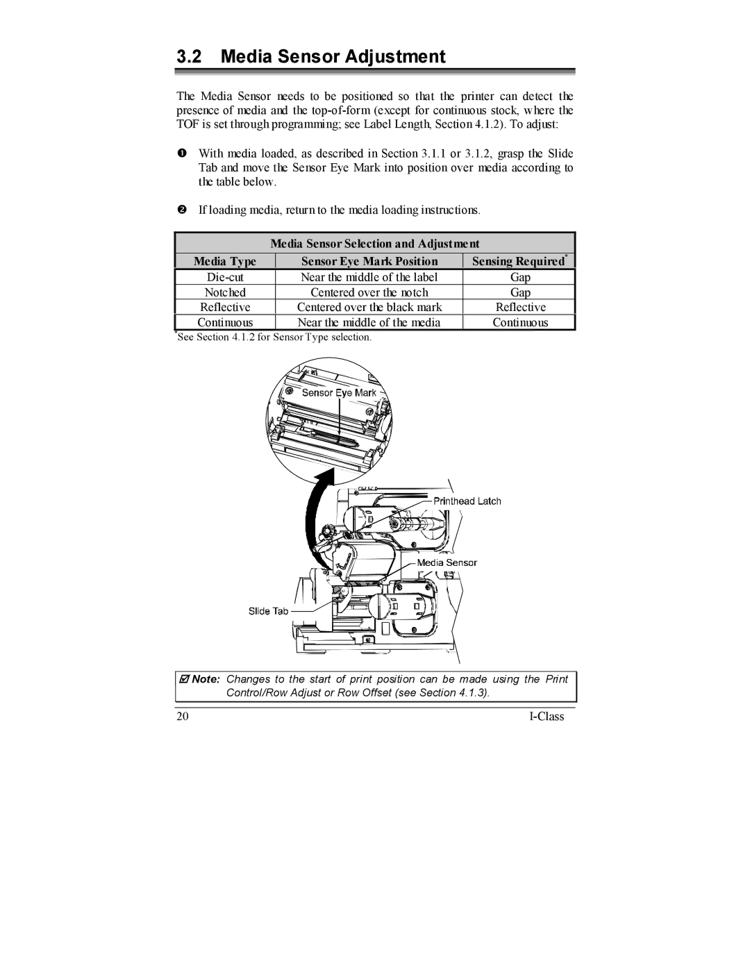 Datamax I-4206, I-4208 manual Media Sensor Adjustment, Media Sensor Selection and Adjustment 