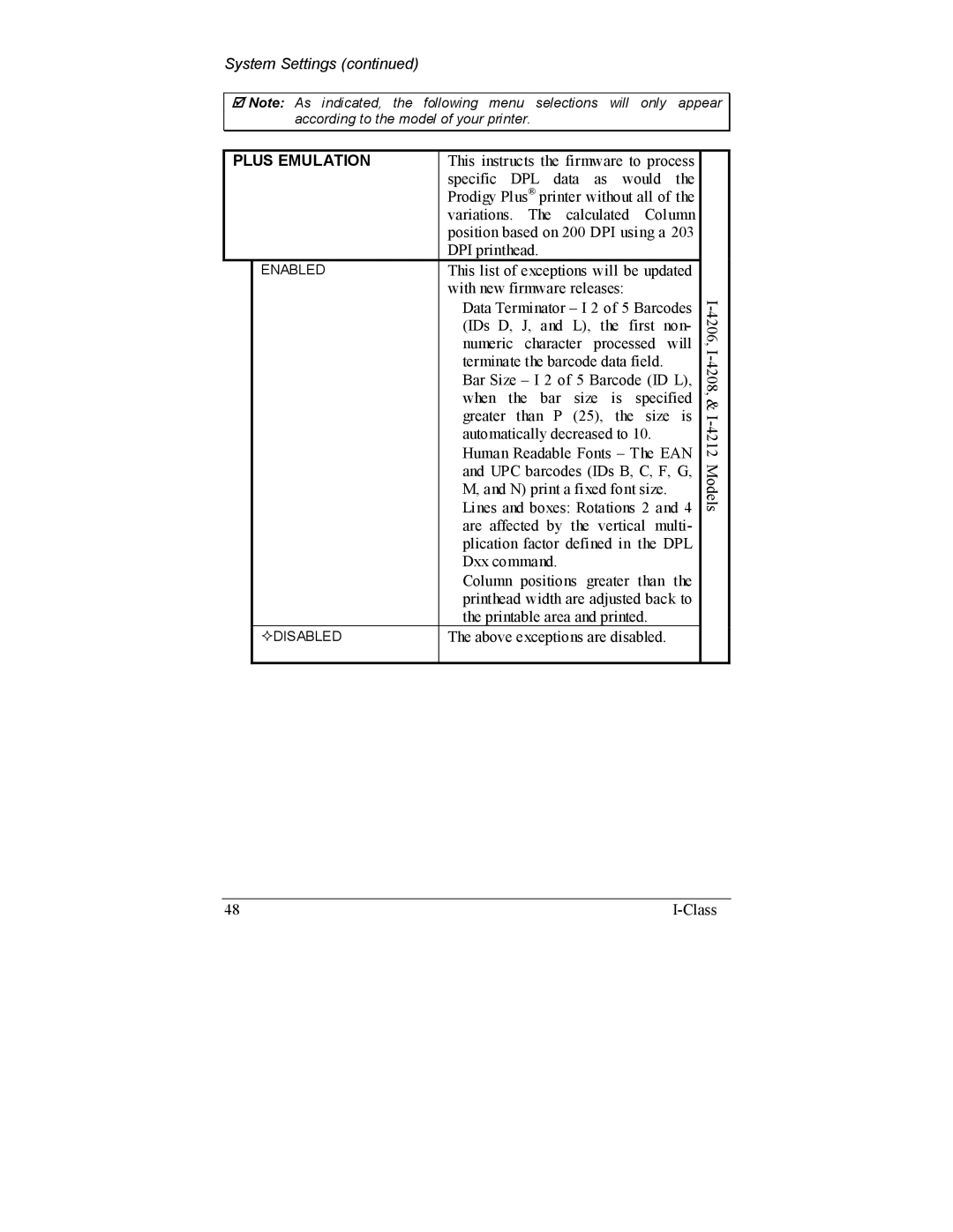 Datamax I-4206, I-4208 manual Plus Emulation 