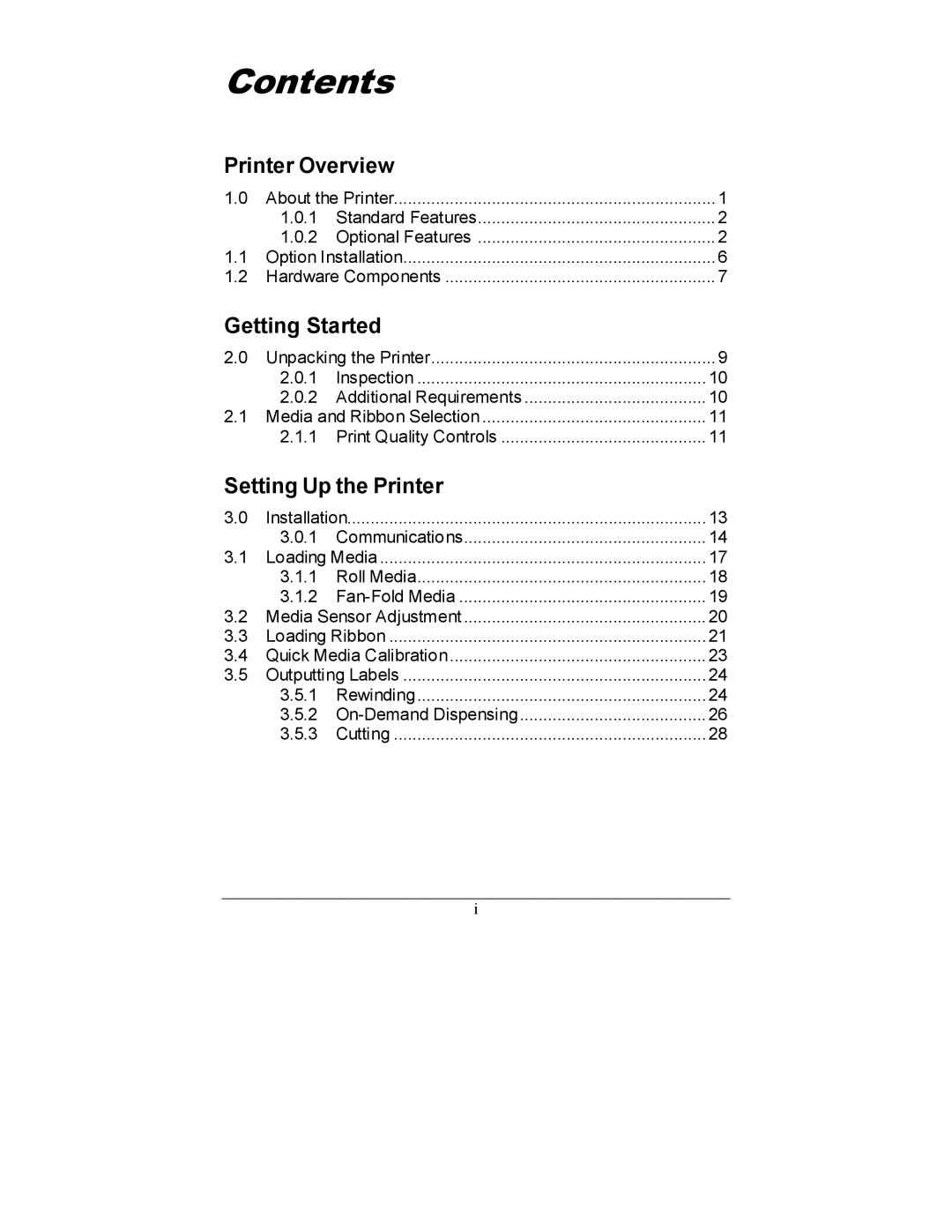 Datamax I-4208, I-4206 manual Contents 