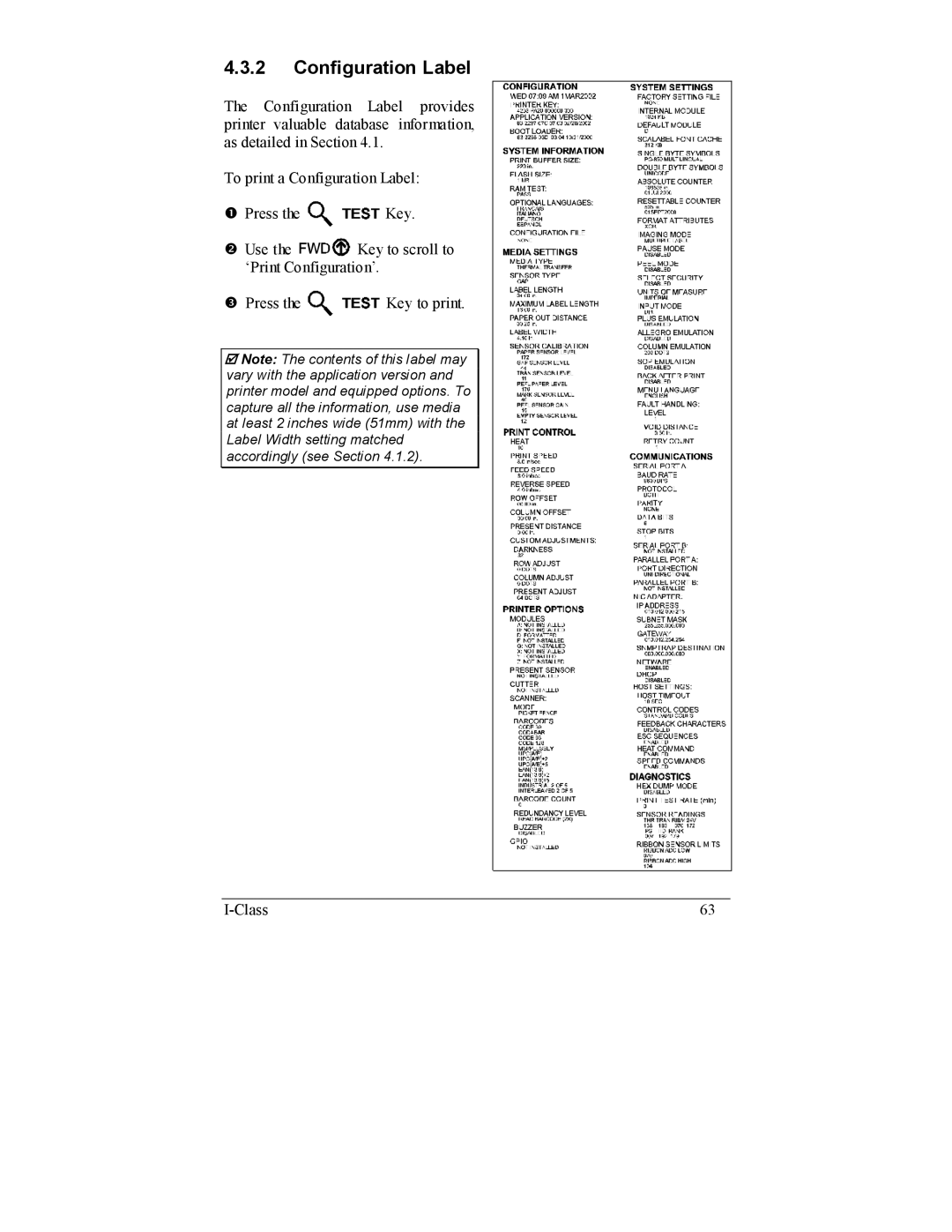 Datamax I-4208, I-4206 manual Configuration Label 