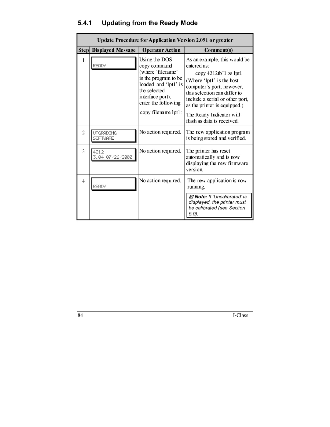 Datamax I-4206, I-4208 manual Updating from the Ready Mode 