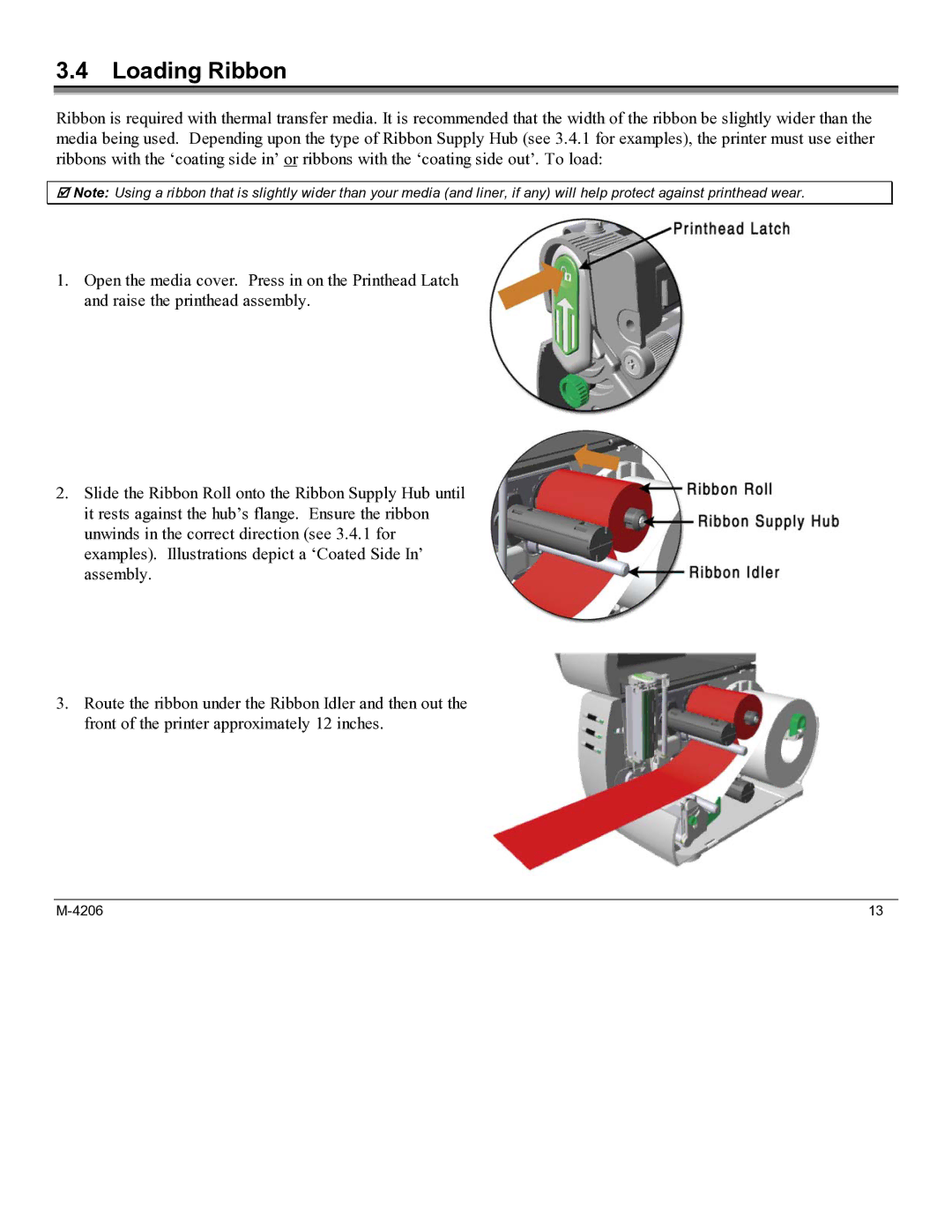 Datamax M-4206 manual Loading Ribbon 