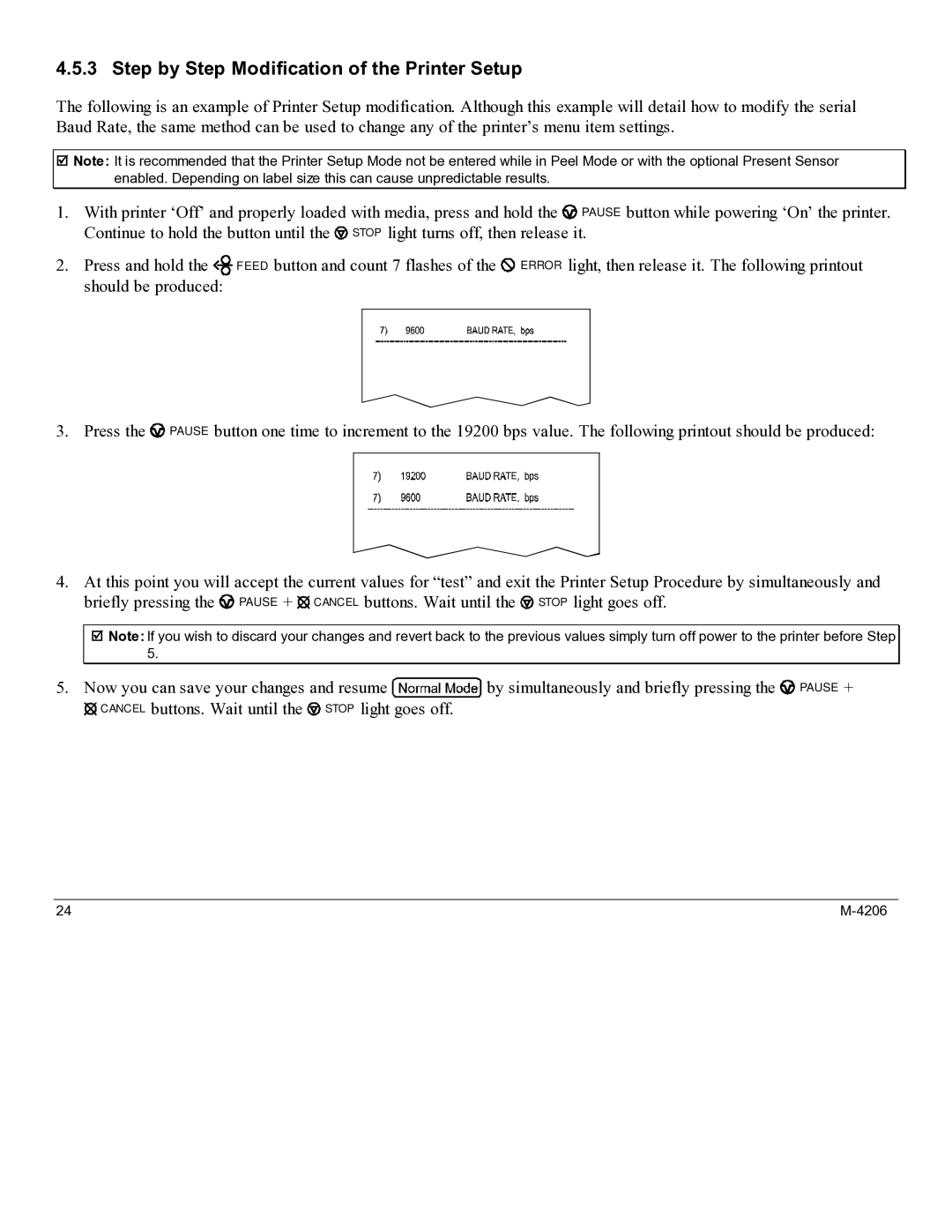 Datamax M-4206 manual Step by Step Modification of the Printer Setup 