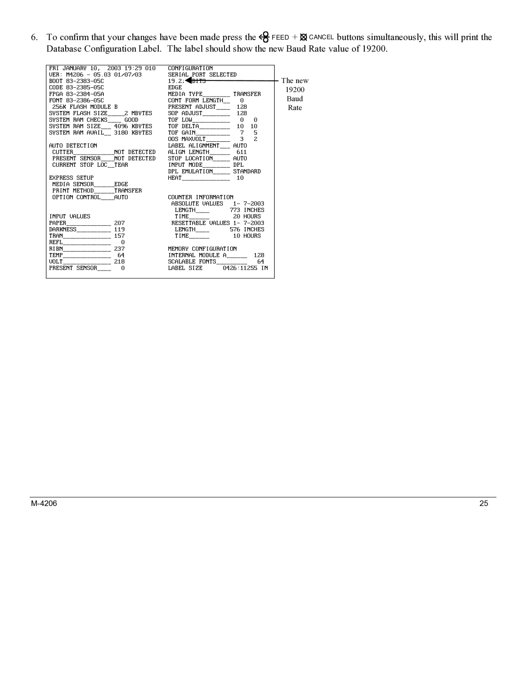 Datamax M-4206 manual New 19200 Baud Rate 