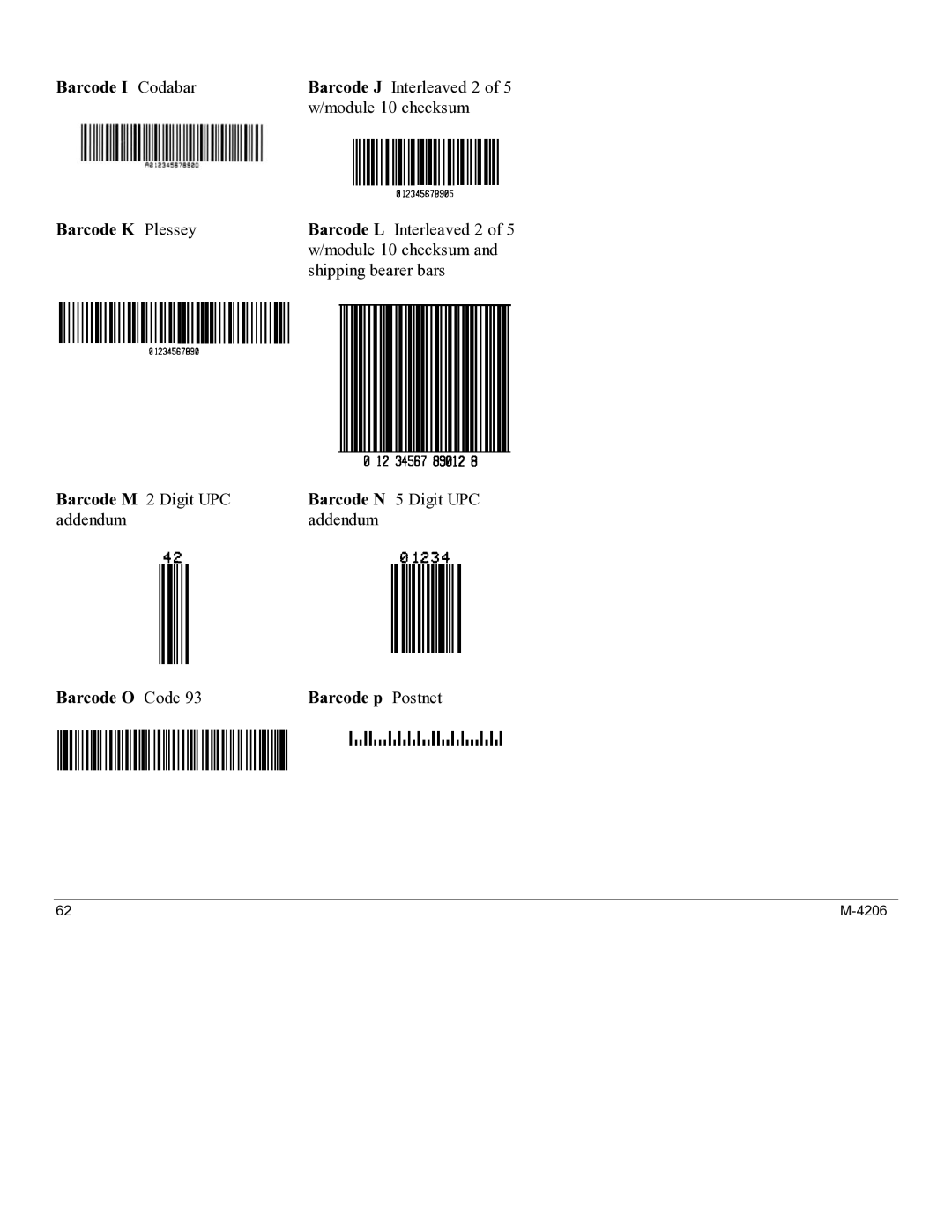 Datamax M-4206 manual Barcode I Codabar 