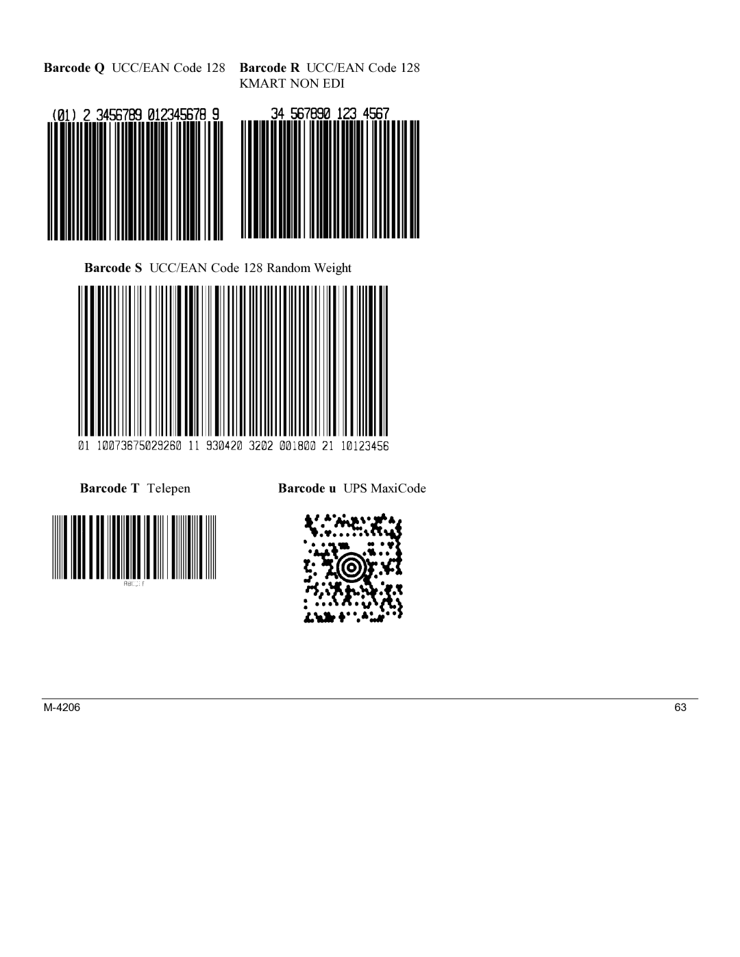 Datamax M-4206 manual Barcode T Telepen 