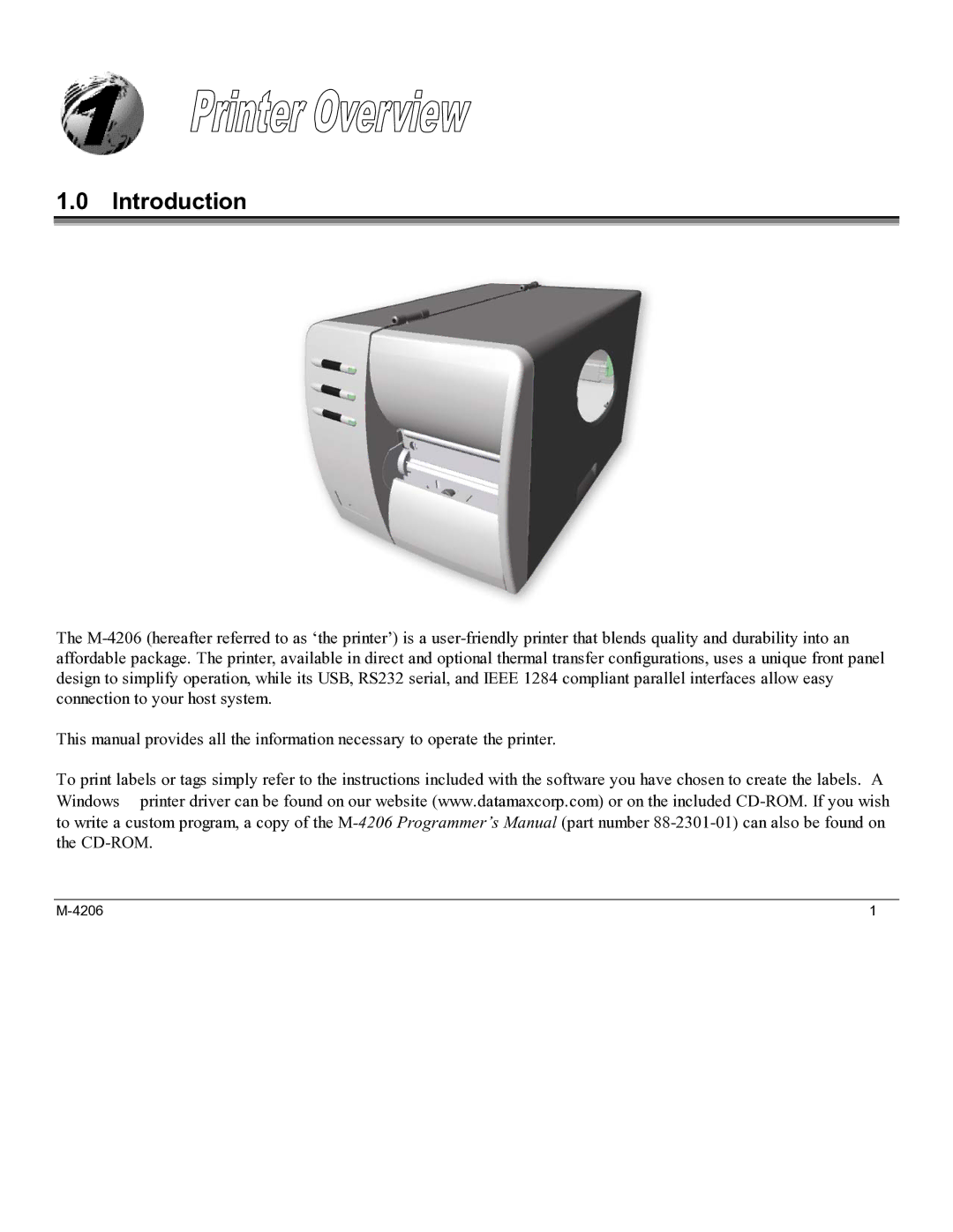 Datamax M-4206 manual Introduction 