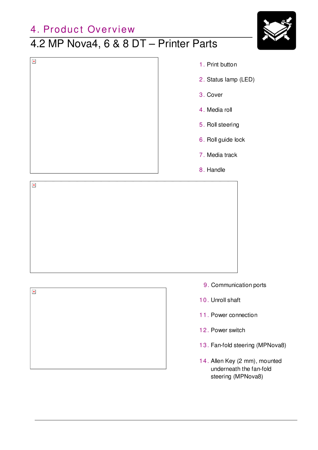 Datamax MP NOVA4 DT user manual MP Nova4, 6 & 8 DT Printer Parts, Handle 