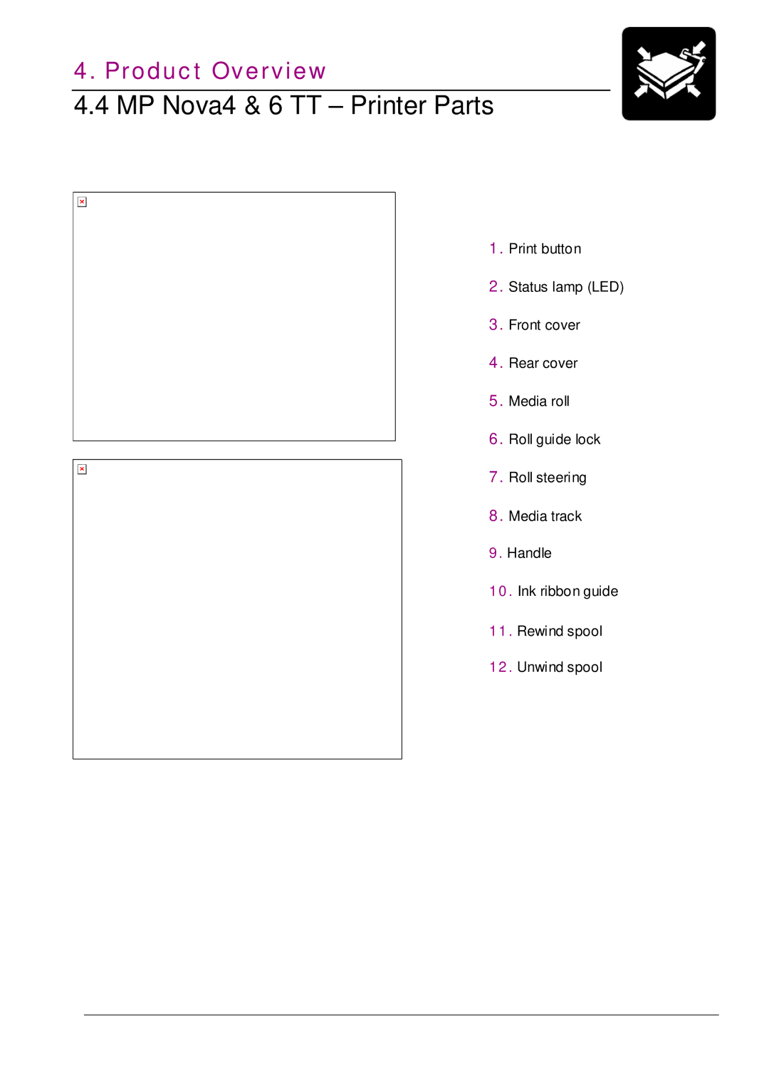 Datamax MP NOVA4 DT user manual MP Nova4 & 6 TT Printer Parts 