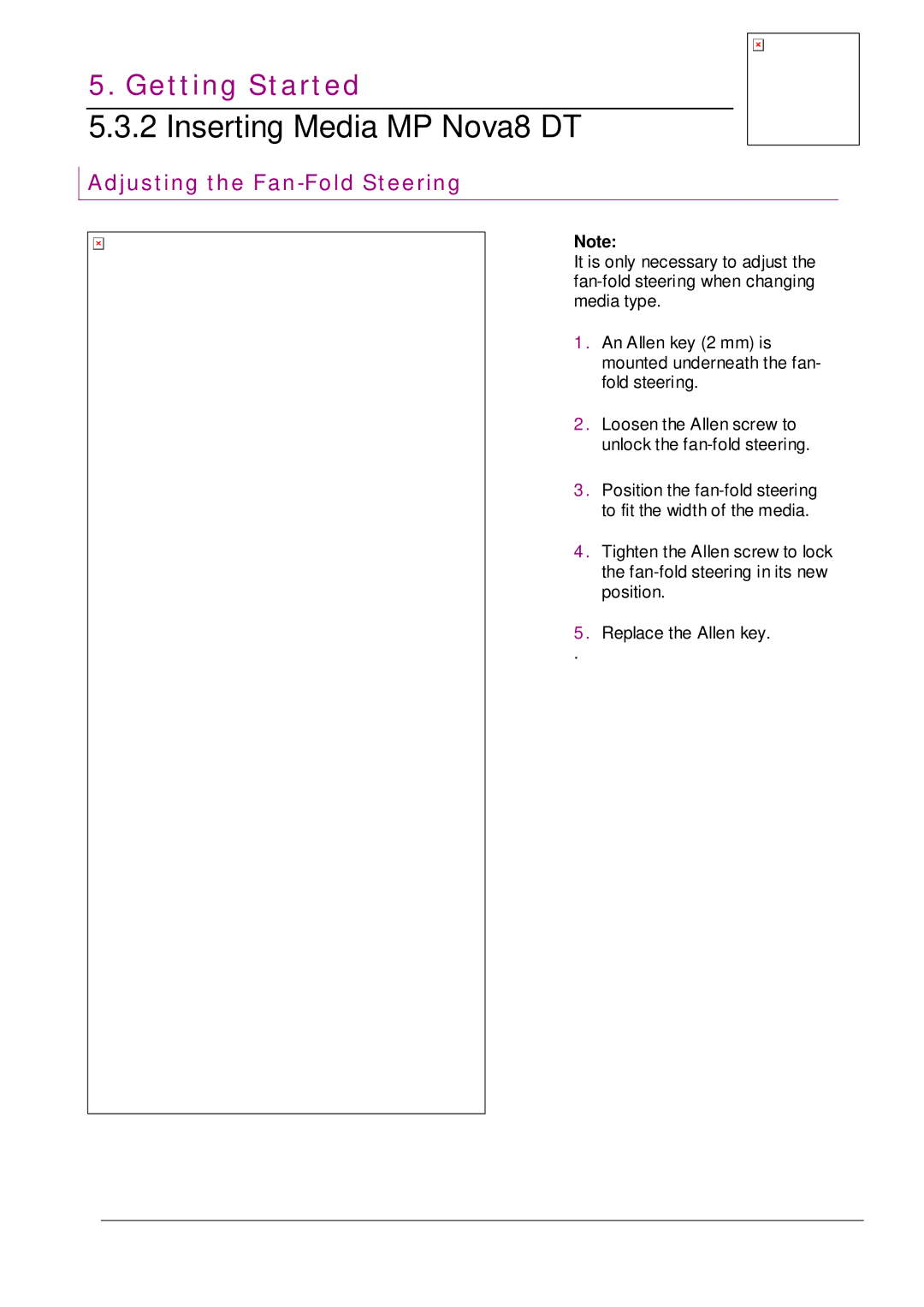 Datamax MP NOVA4 DT user manual Inserting Media MP Nova8 DT, Adjusting the Fan-Fold Steering 