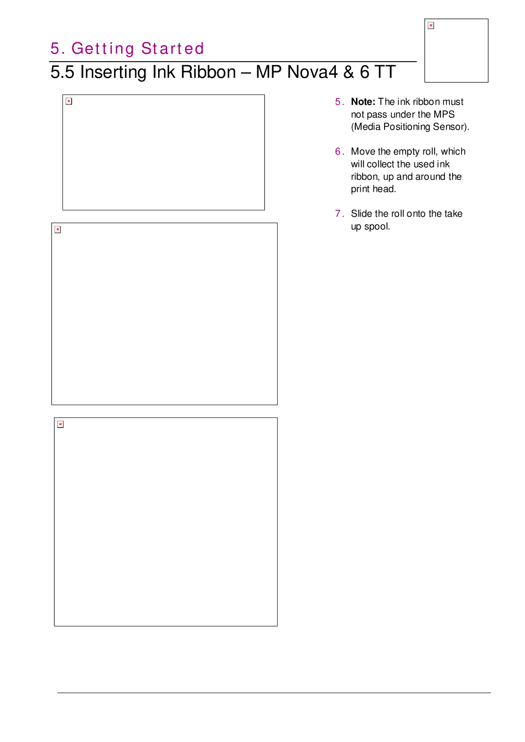 Datamax MP NOVA4 DT user manual Inserting Ink Ribbon MP Nova4 & 6 TT 