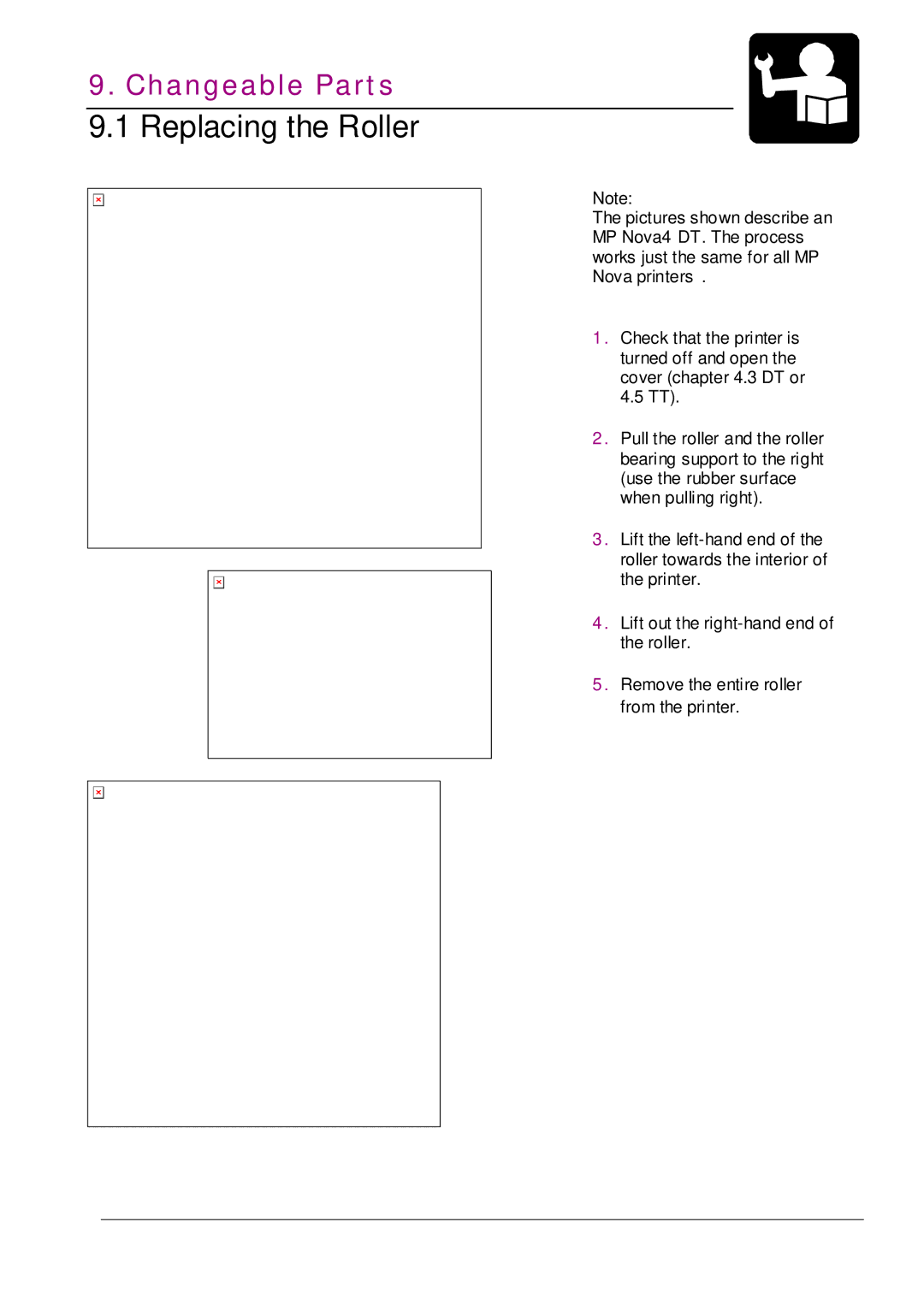 Datamax MP NOVA4 DT user manual Replacing the Roller 