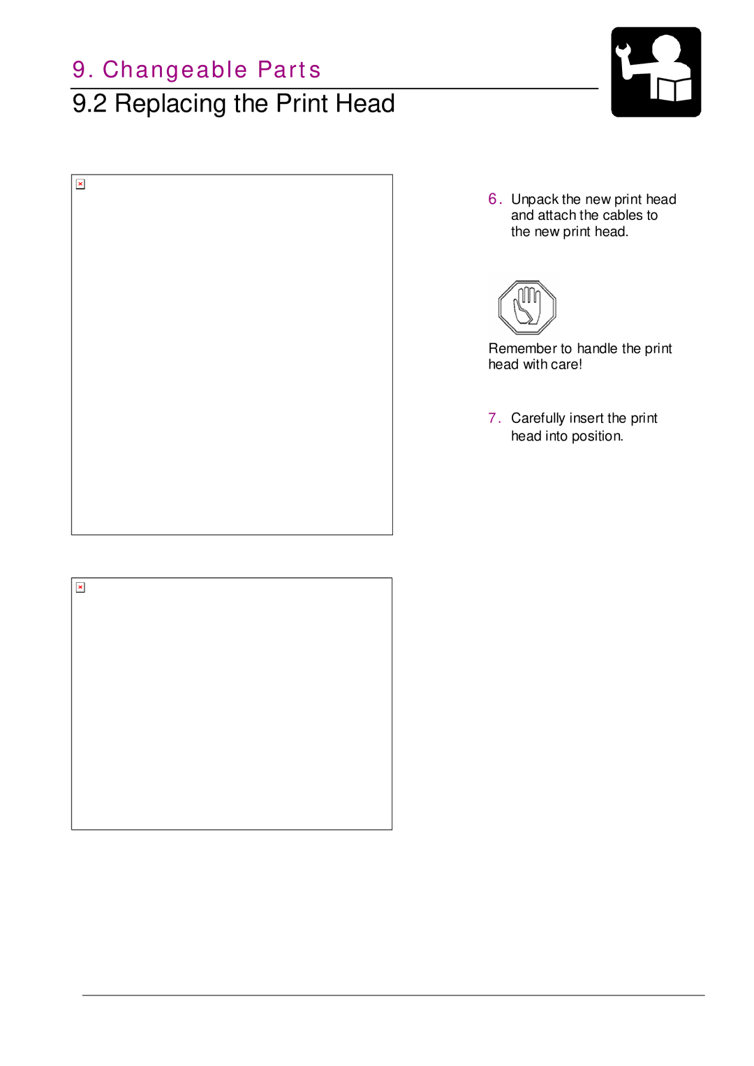 Datamax MP NOVA4 DT user manual Replacing the Print Head 