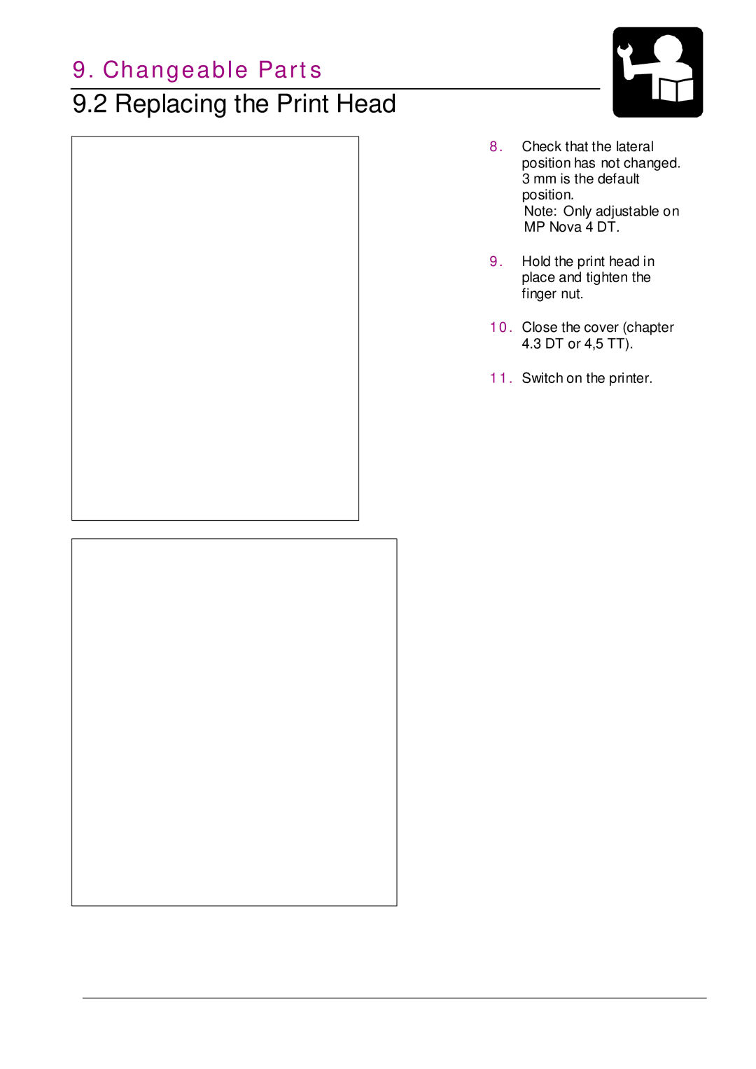 Datamax MP NOVA4 DT user manual Replacing the Print Head 