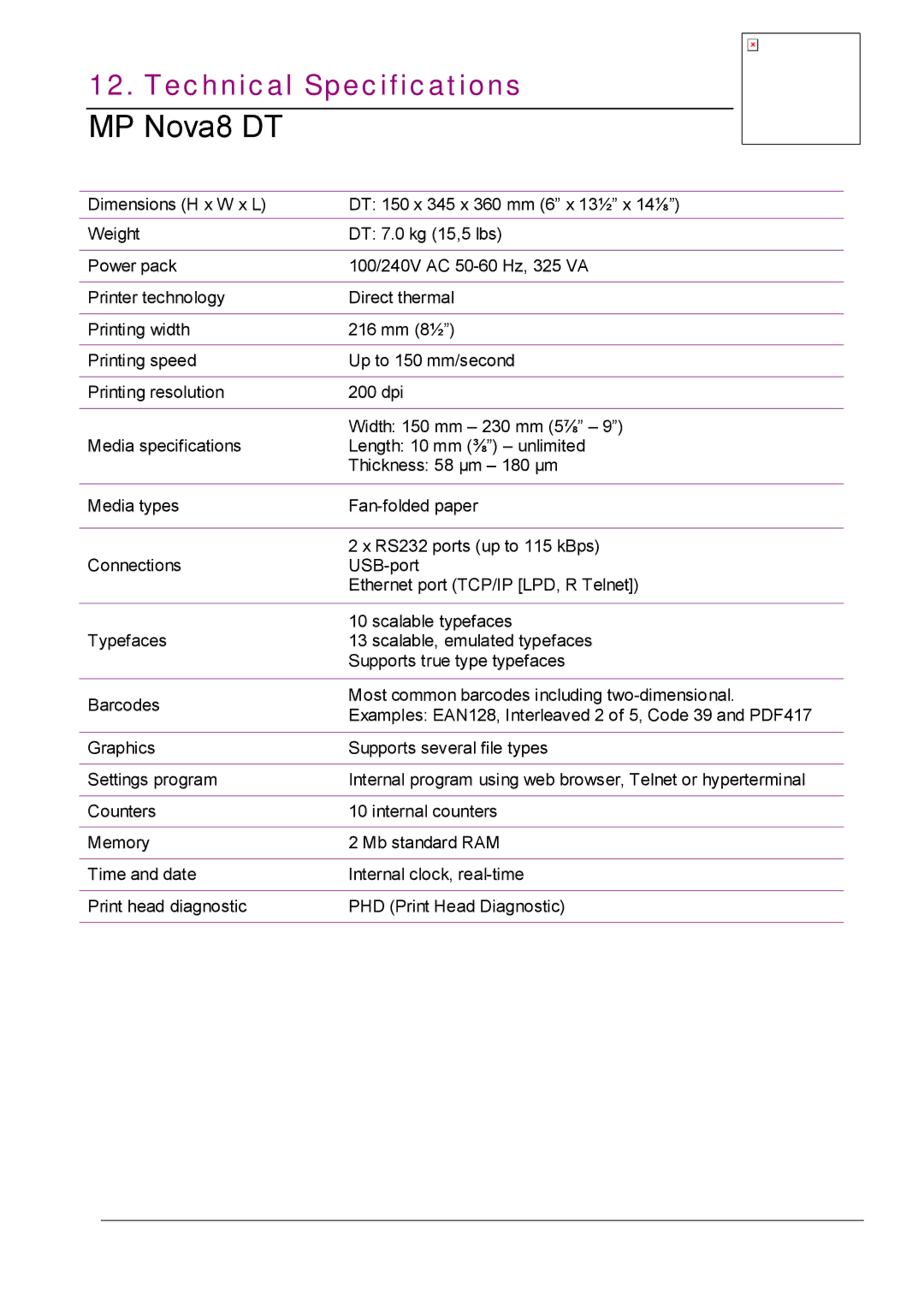 Datamax MP NOVA4 DT user manual MP Nova8 DT 