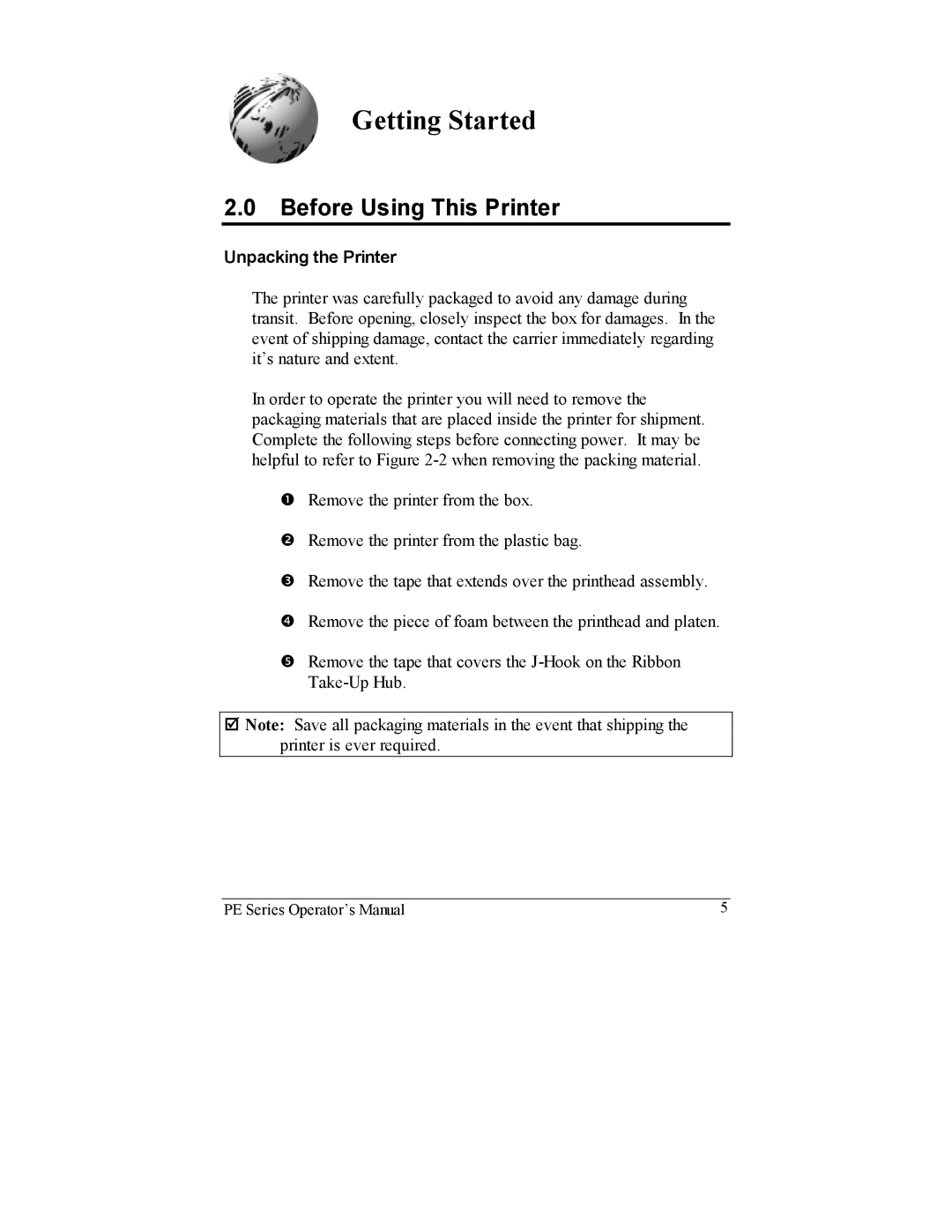 Datamax PE manual Getting Started, Before Using This Printer 