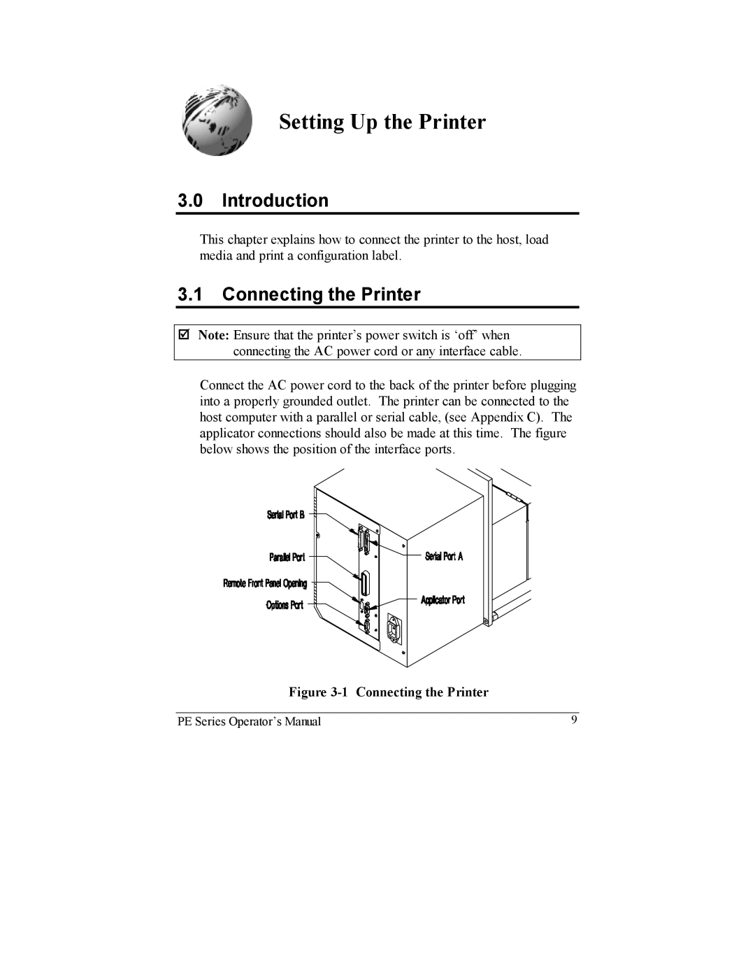 Datamax PE manual Setting Up the Printer, Connecting the Printer 