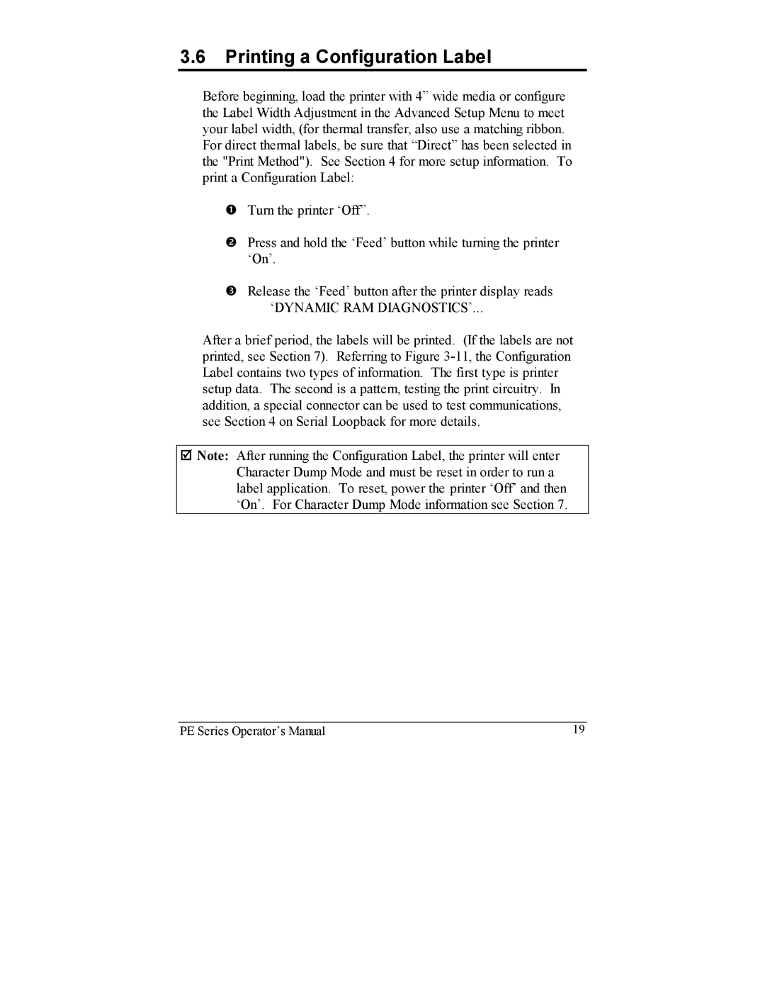 Datamax PE manual Printing a Configuration Label 