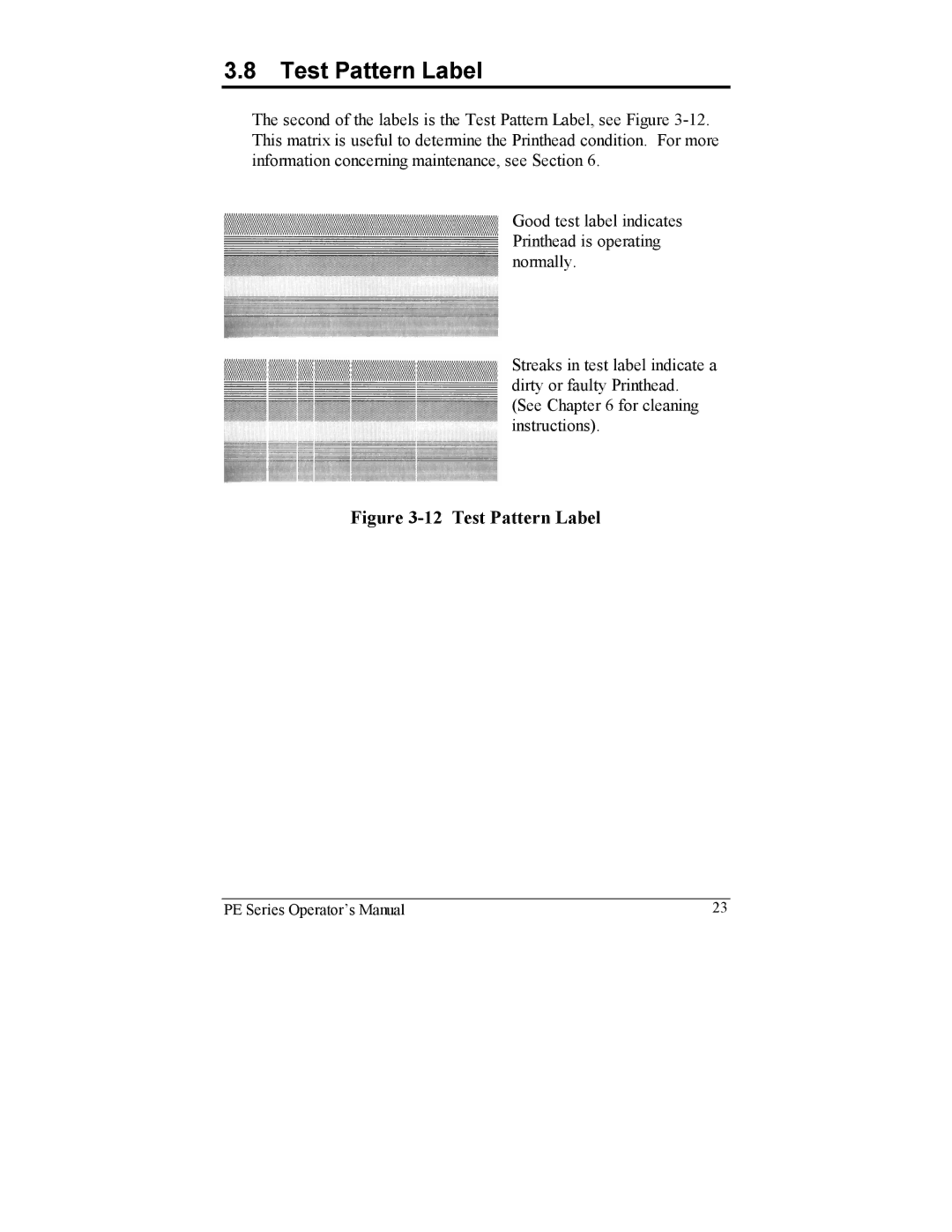 Datamax PE manual Test Pattern Label 