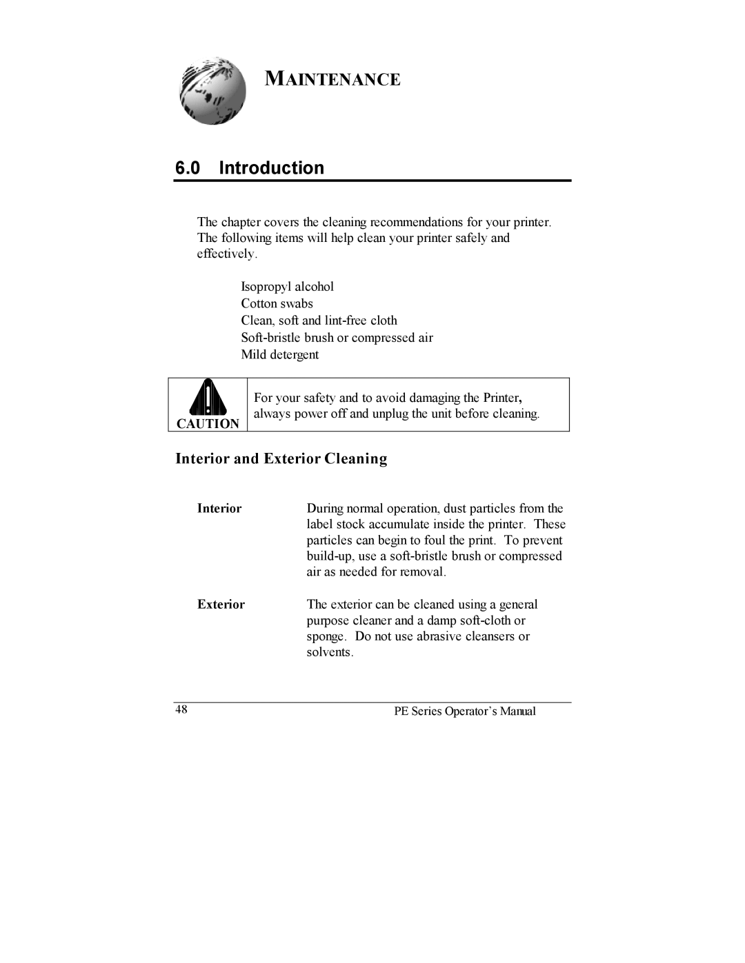 Datamax PE manual Interior, Exterior 