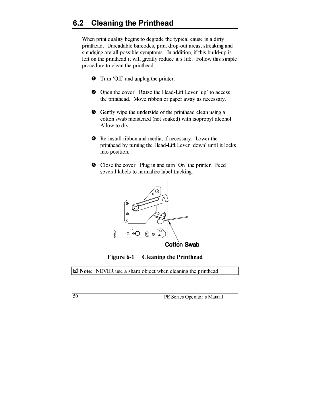 Datamax PE manual Cleaning the Printhead 