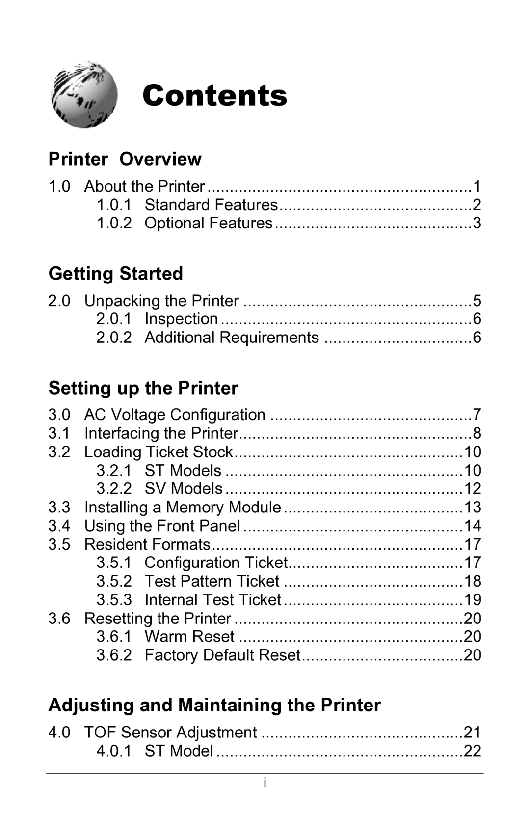 Datamax SV-3210, SV-3306, ST-3210, ST-3306 manual Contents 