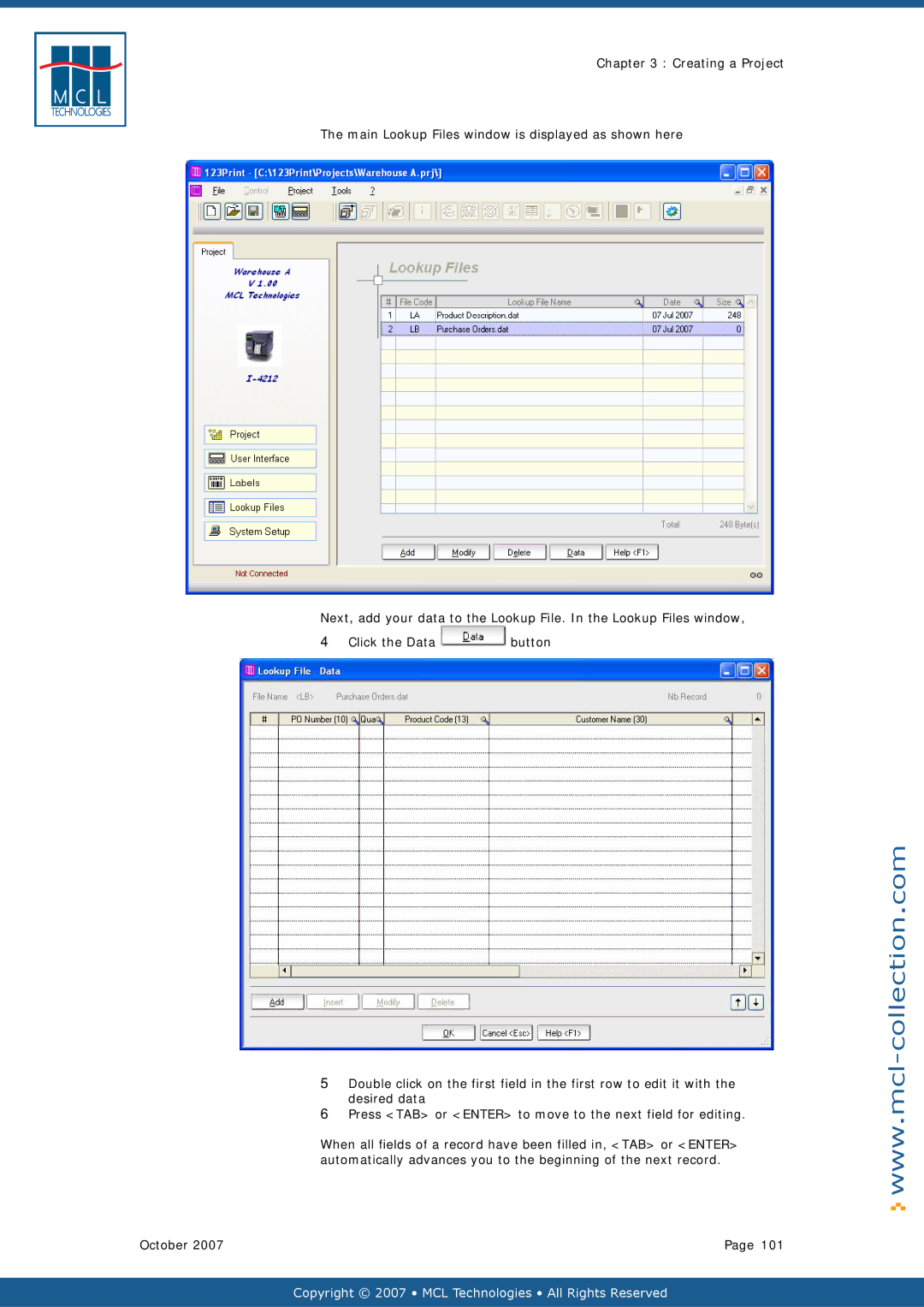 Datamax v1.1x user manual Copyright 2007 MCL Technologies All Rights Reserved 