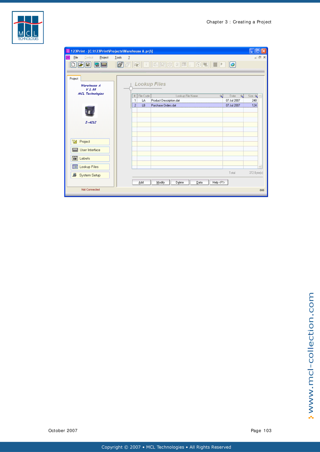 Datamax v1.1x user manual Creating a Project October 