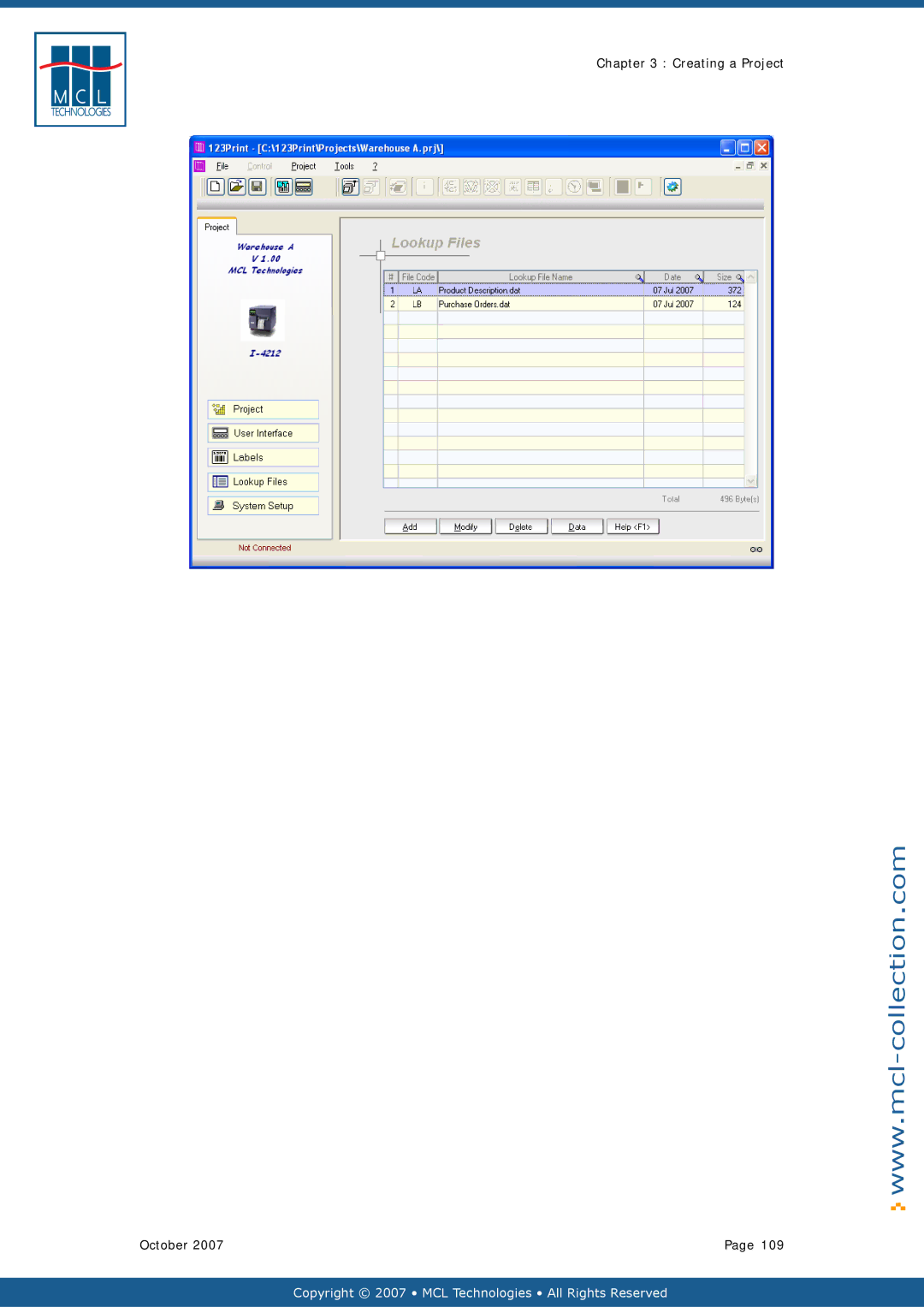 Datamax v1.1x user manual Creating a Project October 