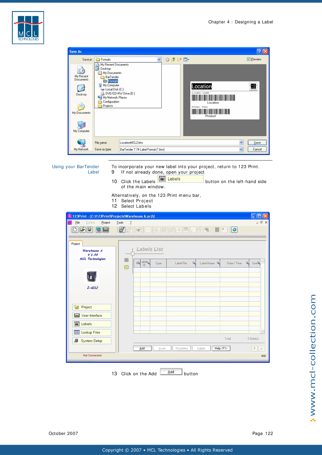 Datamax v1.1x user manual Click the Labels 