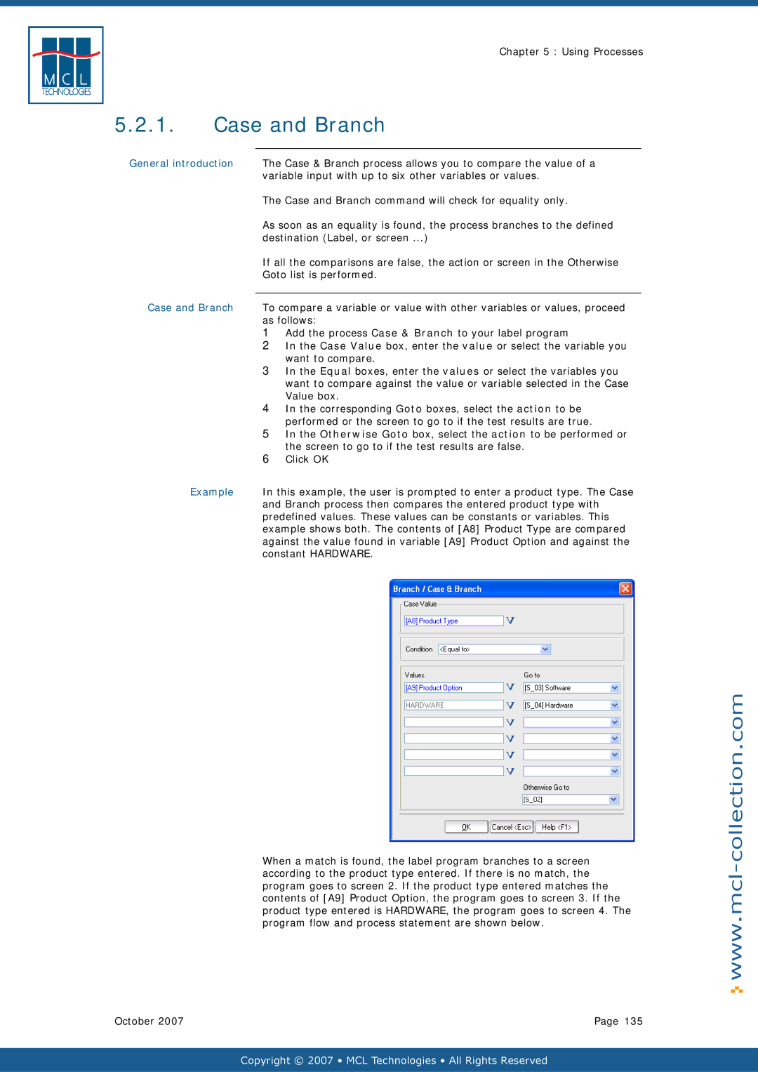 Datamax v1.1x user manual Case and Branch 