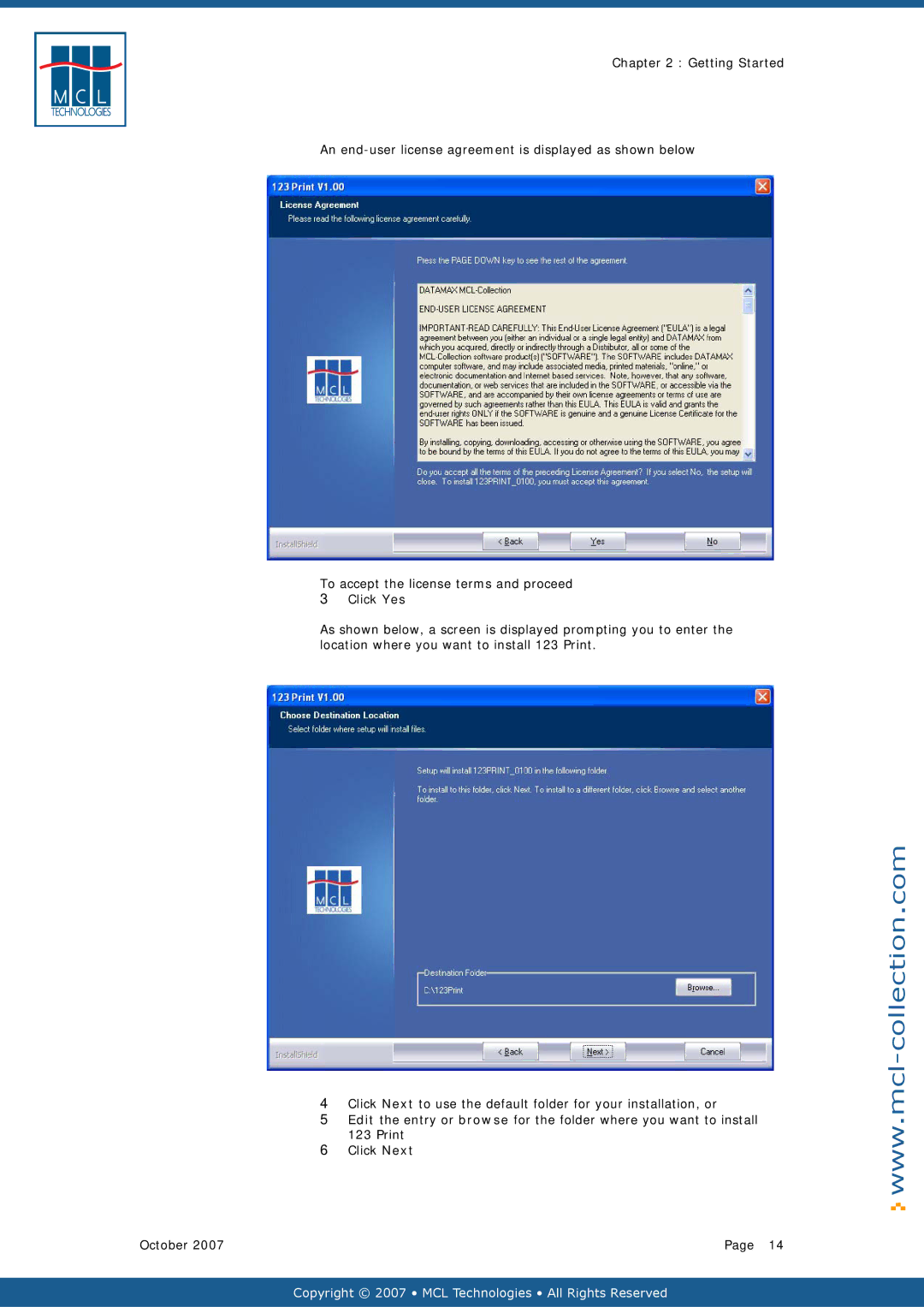 Datamax v1.1x user manual Copyright 2007 MCL Technologies All Rights Reserved 