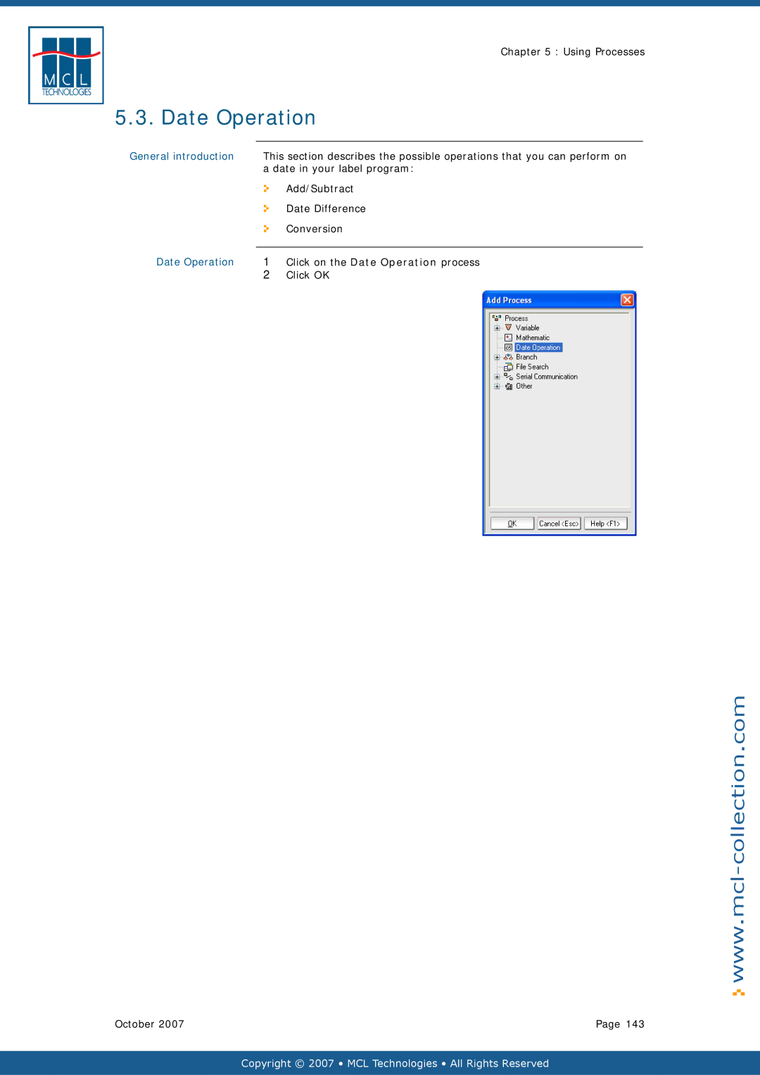 Datamax v1.1x user manual Date Operation 