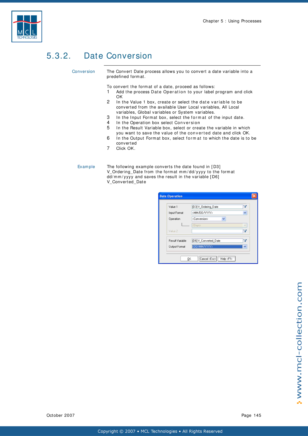 Datamax v1.1x user manual Date Conversion 