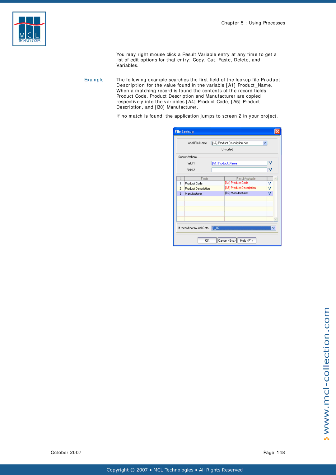 Datamax v1.1x user manual Respectively into the variables A4 Product Code, A5 Product, Description, and B0 Manufacturer 