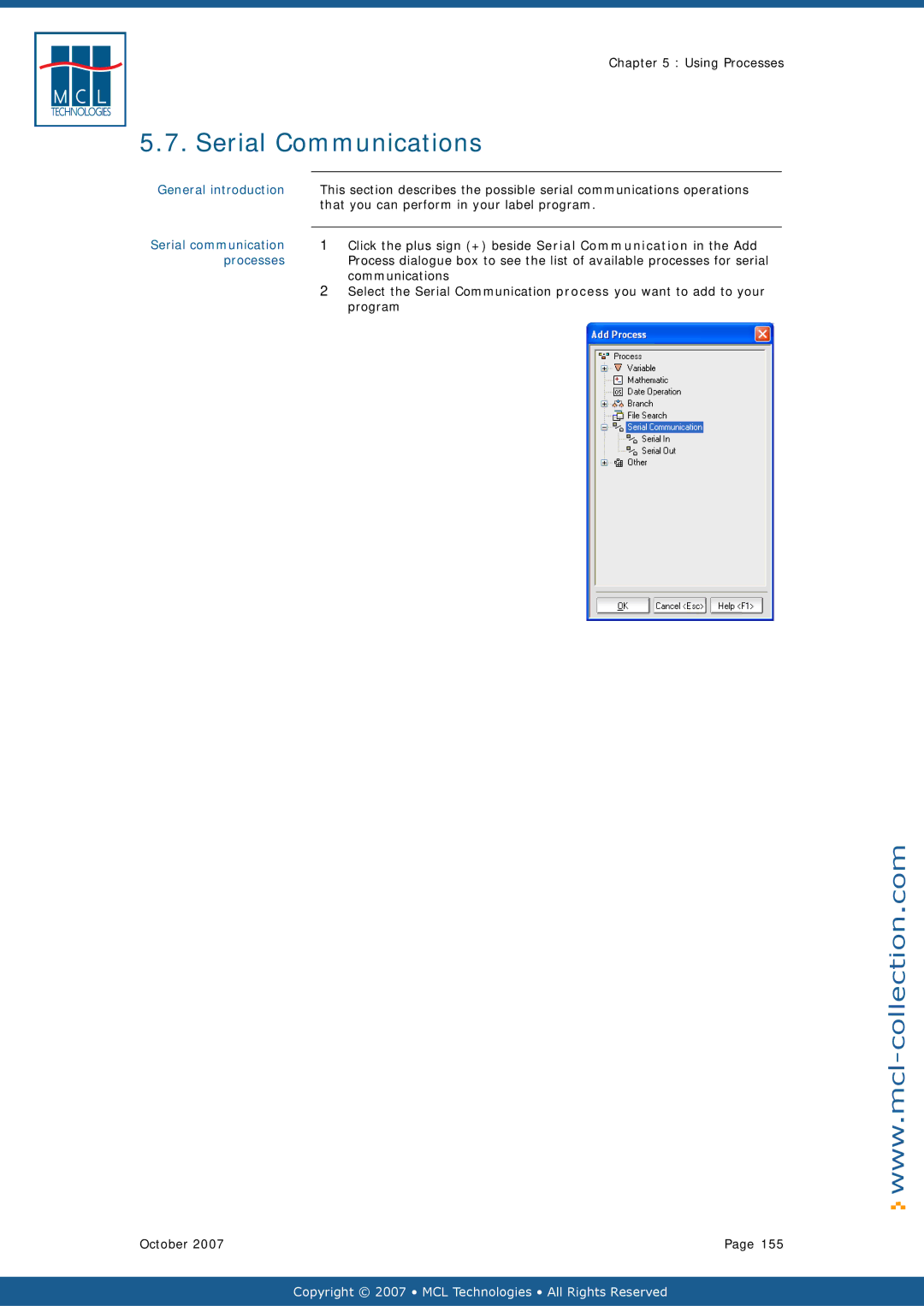 Datamax v1.1x user manual Serial Communications, That you can perform in your label program, Serial communication 