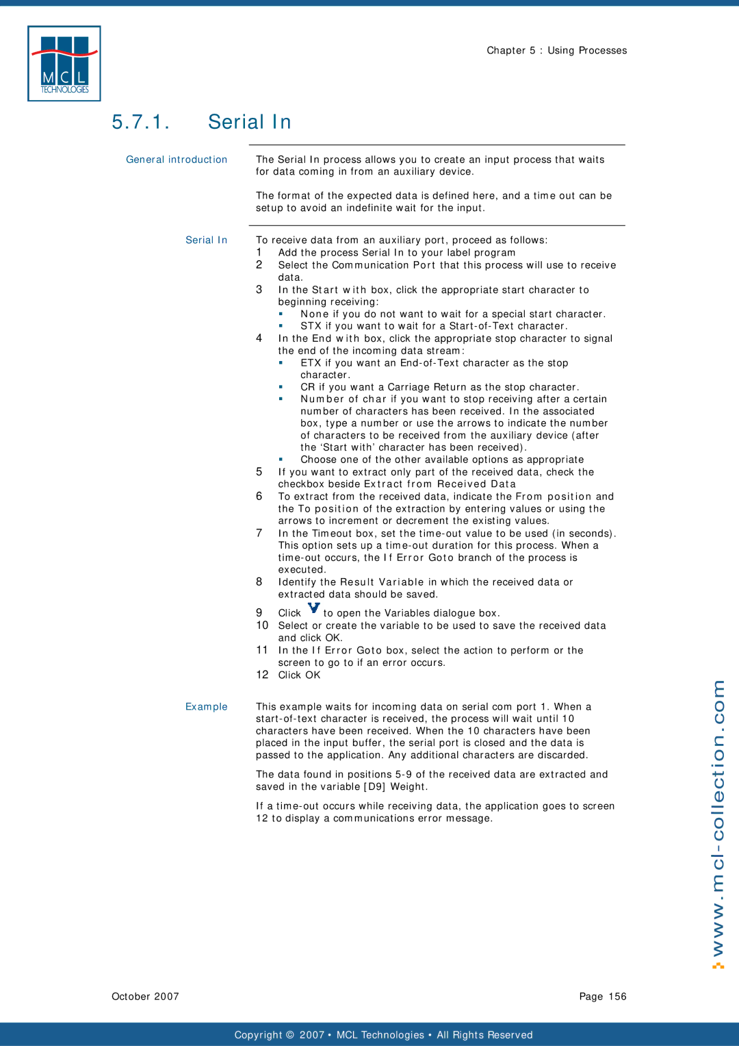 Datamax v1.1x user manual Serial, Checkbox beside Extract from Received Data 