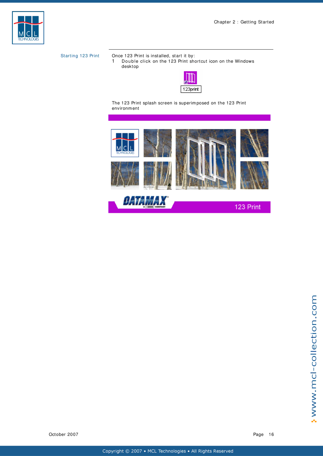 Datamax v1.1x user manual Starting 123 Print, Once 123 Print is installed, start it by, Desktop 