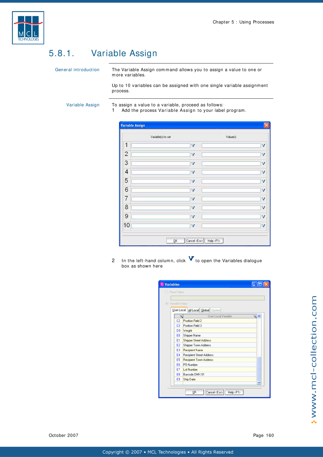 Datamax v1.1x user manual Variable Assign 