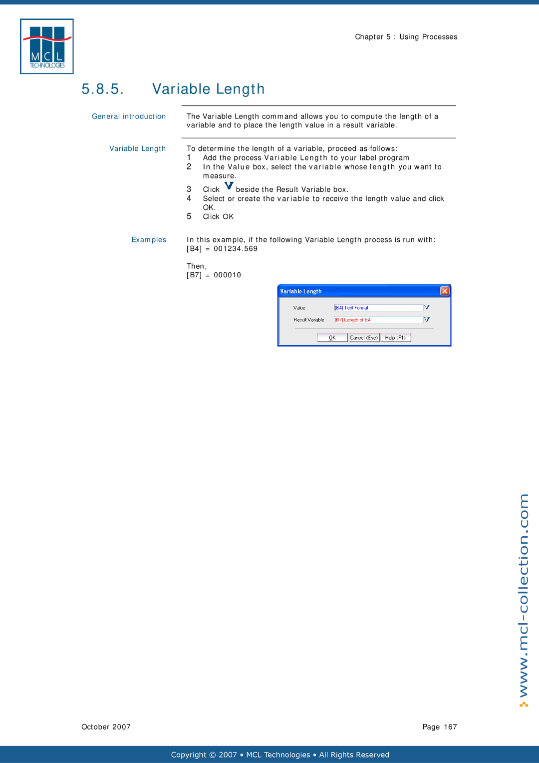 Datamax v1.1x user manual Variable Length 