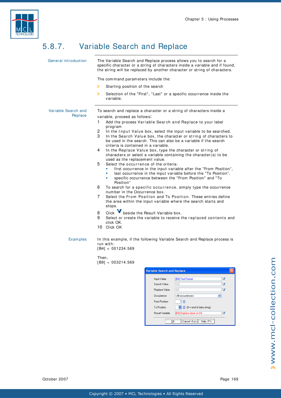 Datamax v1.1x user manual Variable Search and Replace 