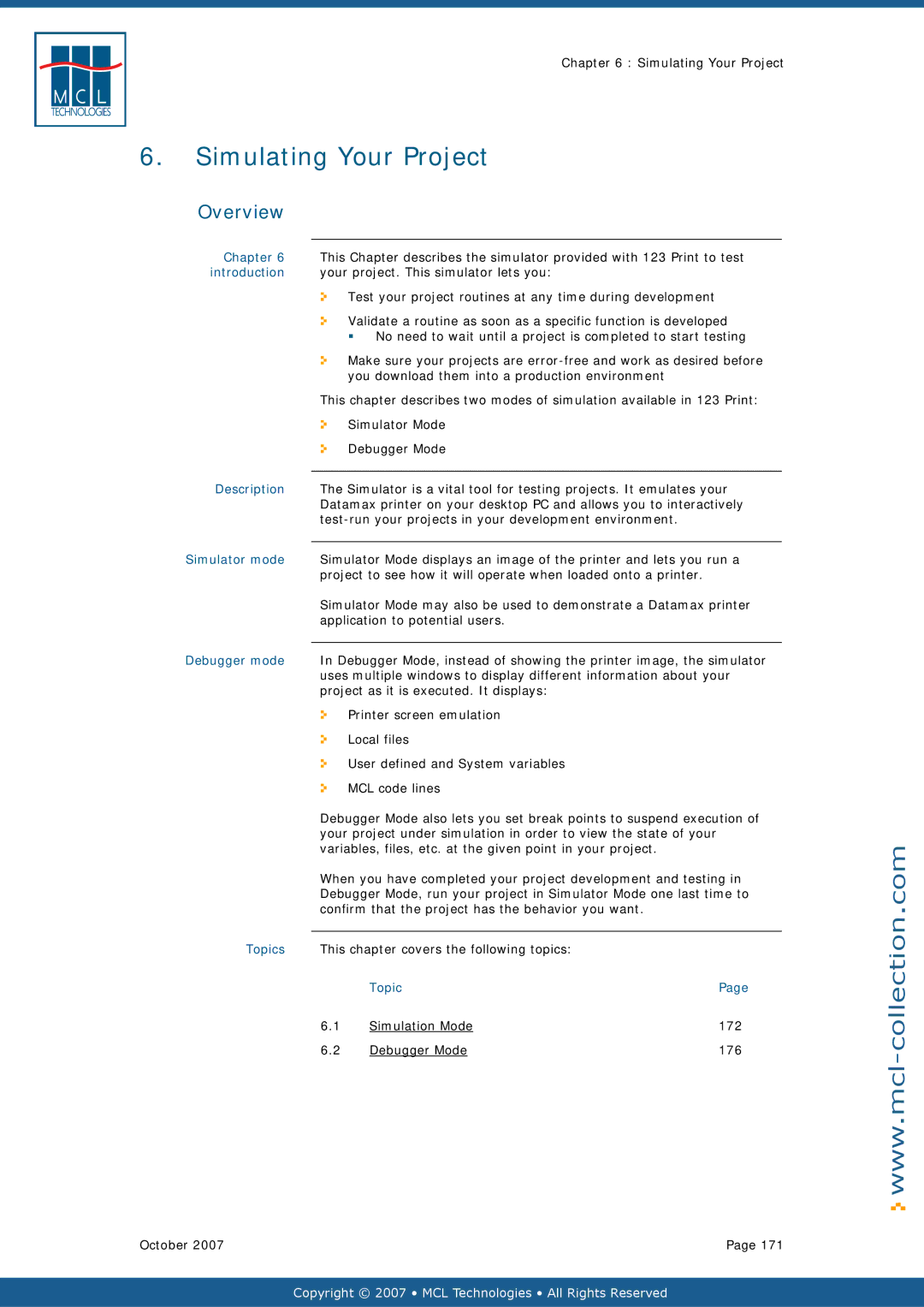 Datamax v1.1x user manual Simulating Your Project 