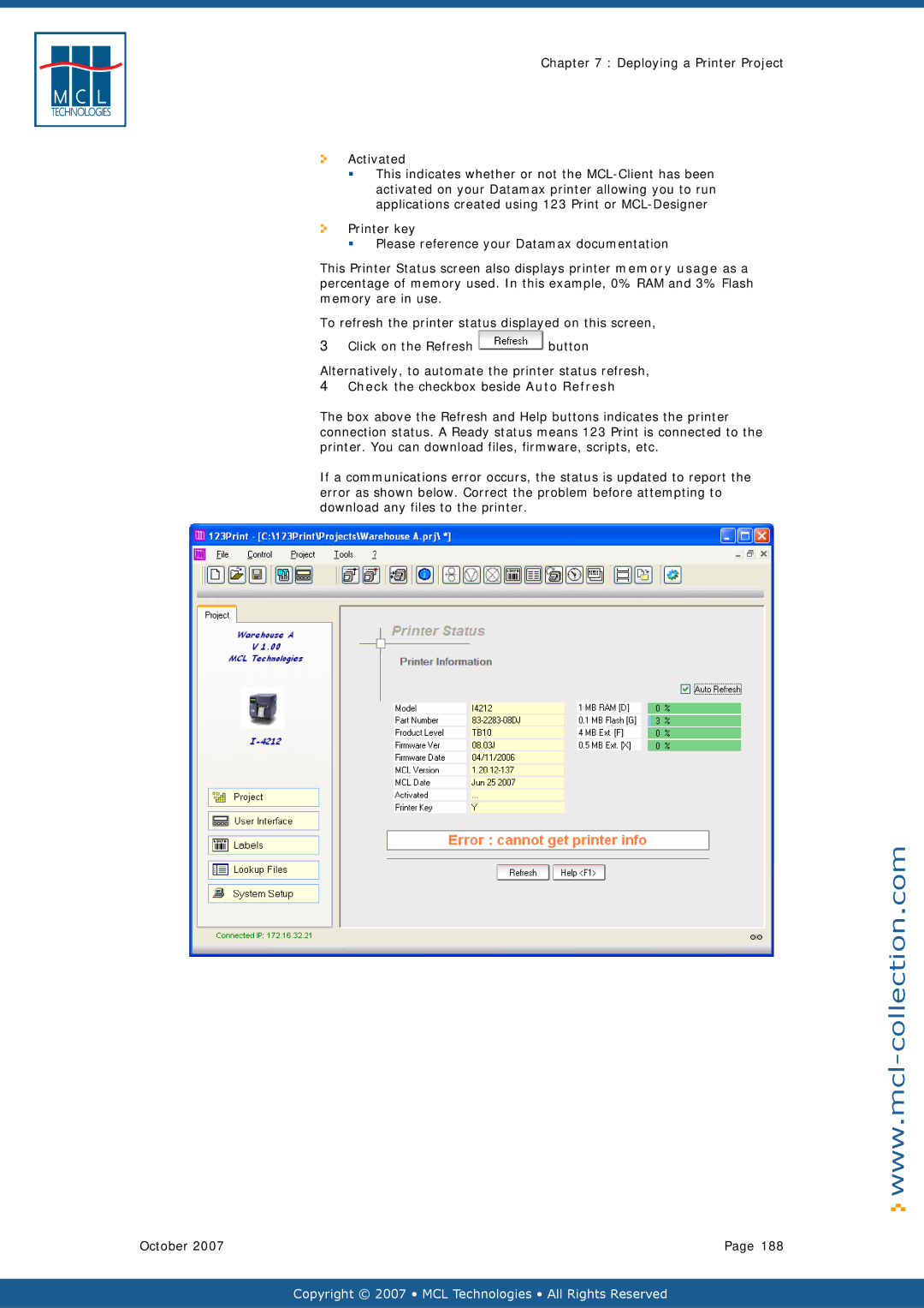 Datamax v1.1x user manual Deploying a Printer Project Activated 