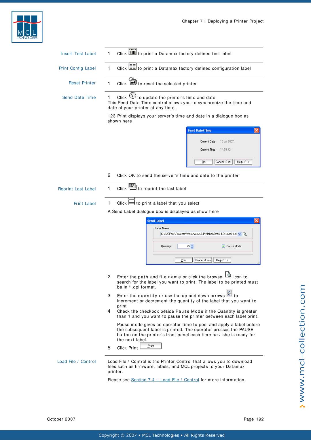 Datamax v1.1x user manual Load File / Control 