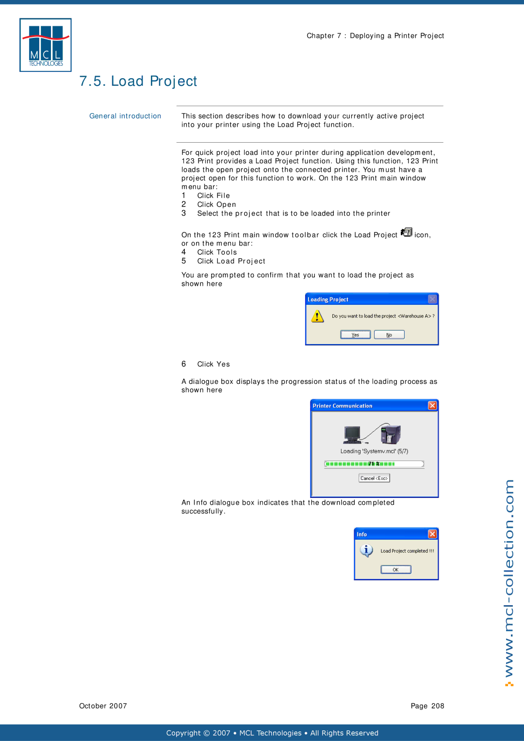 Datamax v1.1x user manual Into your printer using the Load Project function, Click Load Project 