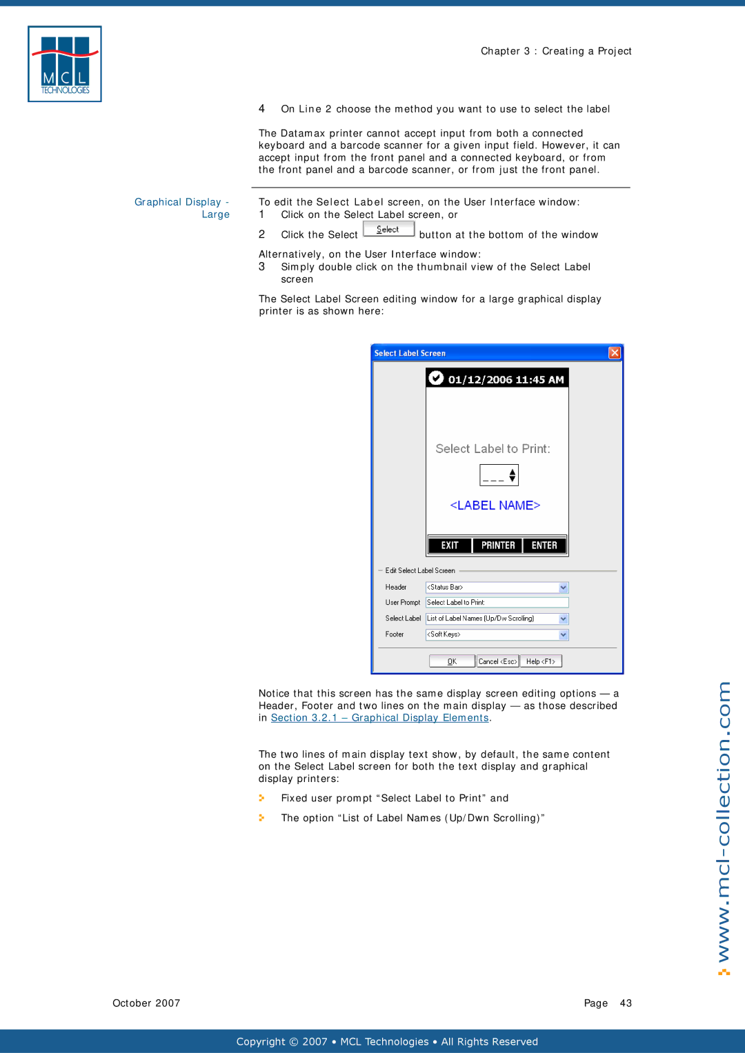 Datamax v1.1x user manual Large, Click the Select 