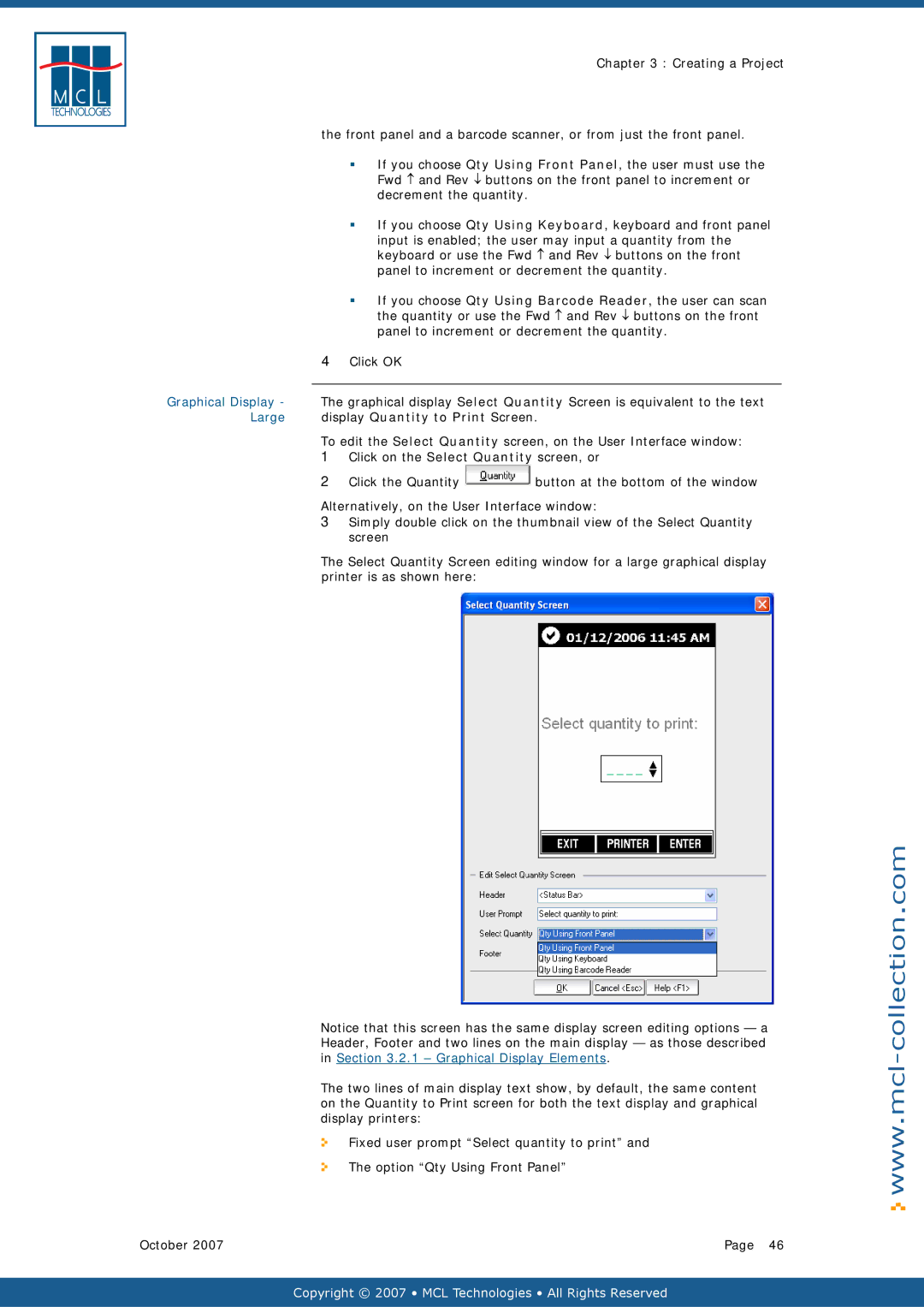 Datamax v1.1x user manual Display Quantity to Print Screen, Click on the Select Quantity screen, or 