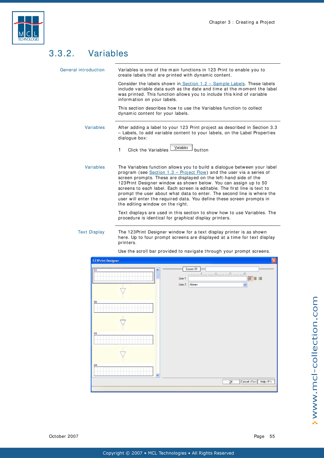 Datamax v1.1x user manual Variables 